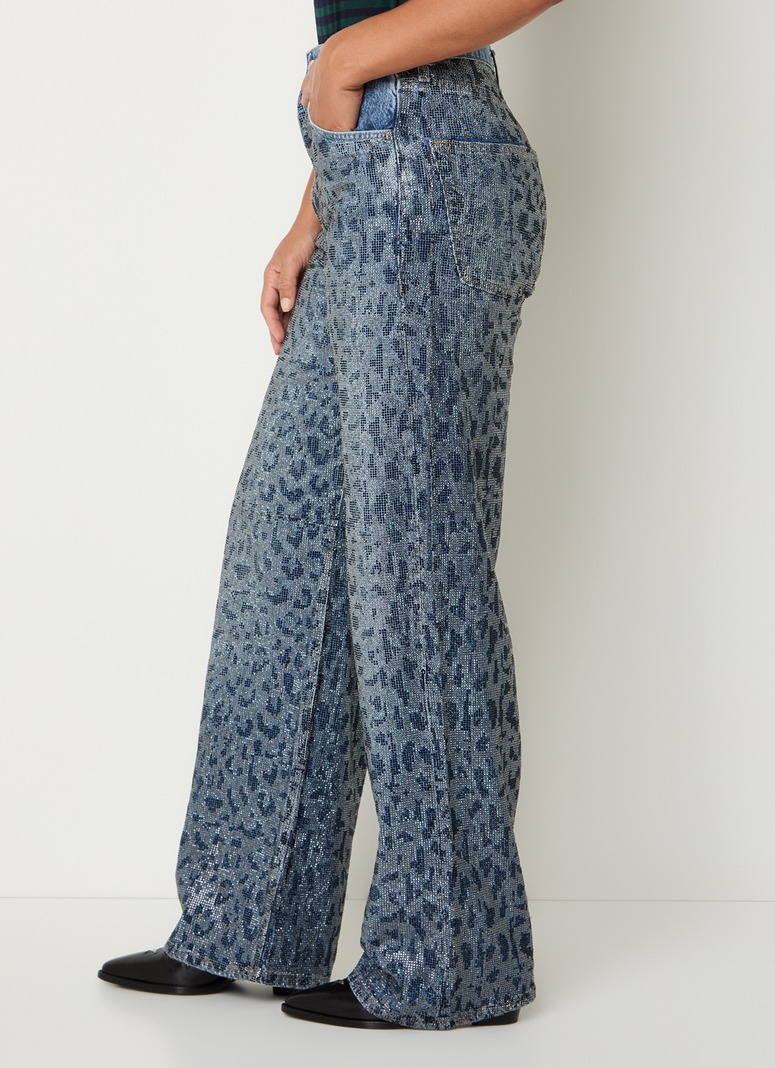 Liu Jo High waist straight leg jeans met strass - detail 3 indigo