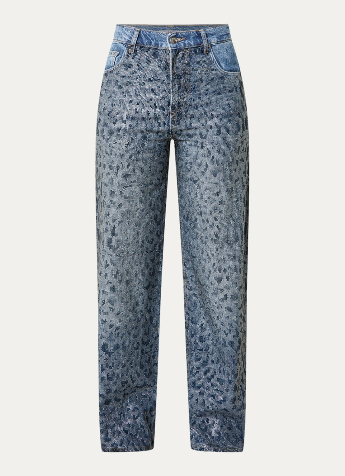 Liu Jo High waist straight leg jeans met strass - voorkant 4 indigo