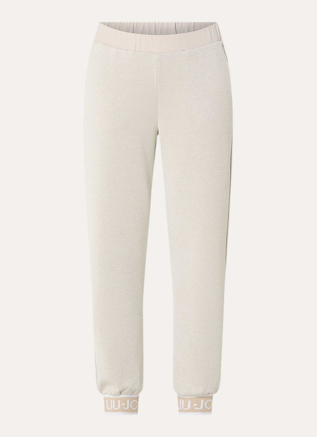Liu Jo High waist tapered fit broek met glitter - voorkant 2 beige