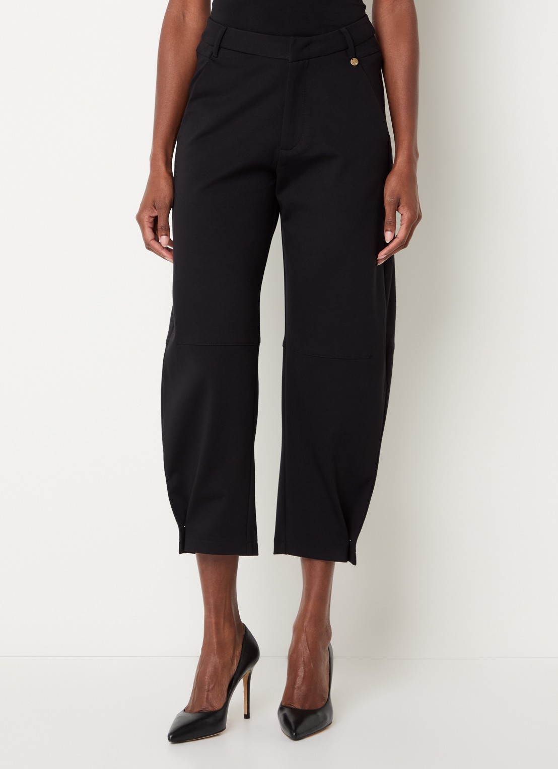 Liu Jo High waist tapered fit pantalon met steekzakken - detail zwart