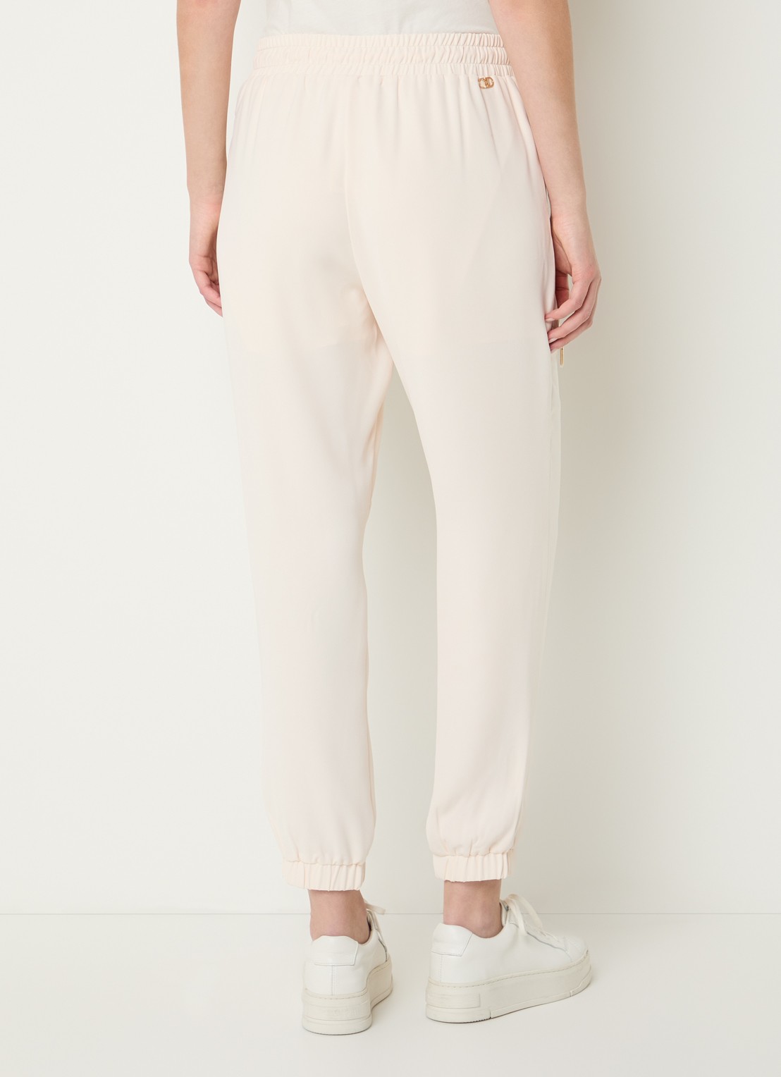 Liu Jo High waist tapered fit trackpants met elastische band en ritszakken - achterkant creme
