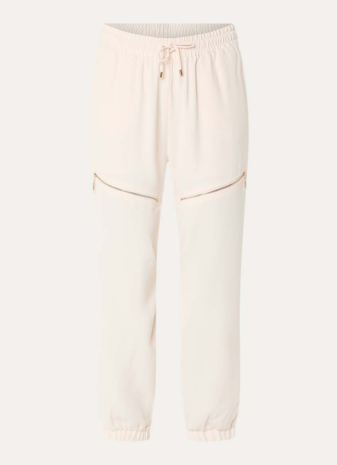 Liu Jo High waist tapered fit trackpants met elastische band en ritszakken - voorkant 2 creme
