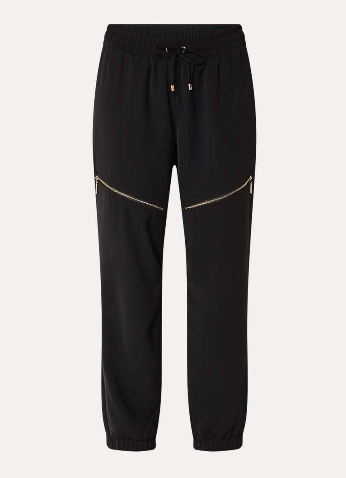 Liu Jo High waist tapered fit trackpants met elastische band en ritszakken - voorkant 2 zwart