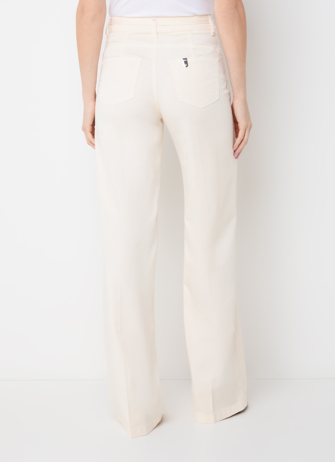 Liu Jo High waist wide fit broek met steekzakken - achterkant vanillegeel