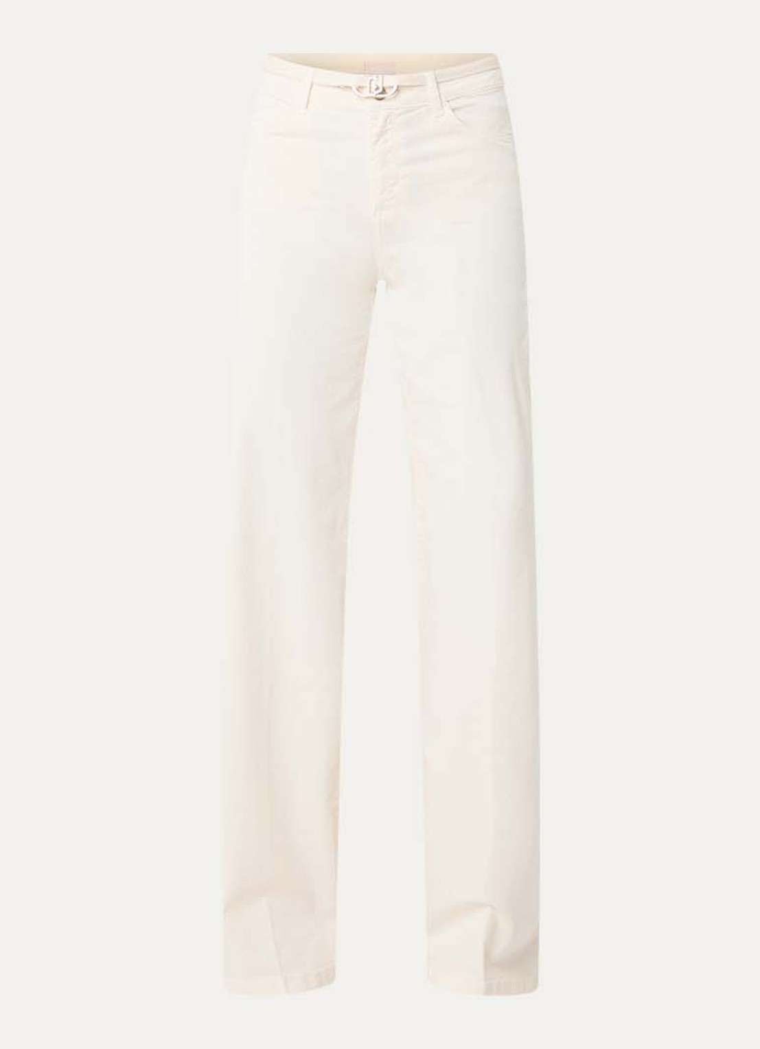 Liu Jo High waist wide fit broek met steekzakken - voorkant 4 vanillegeel