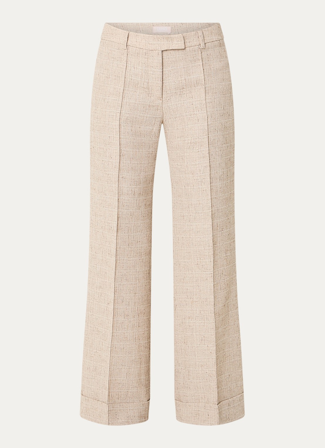 Liu Jo High waist wide fit pantalon met gemêleerd dessin - voorkant 3 beige