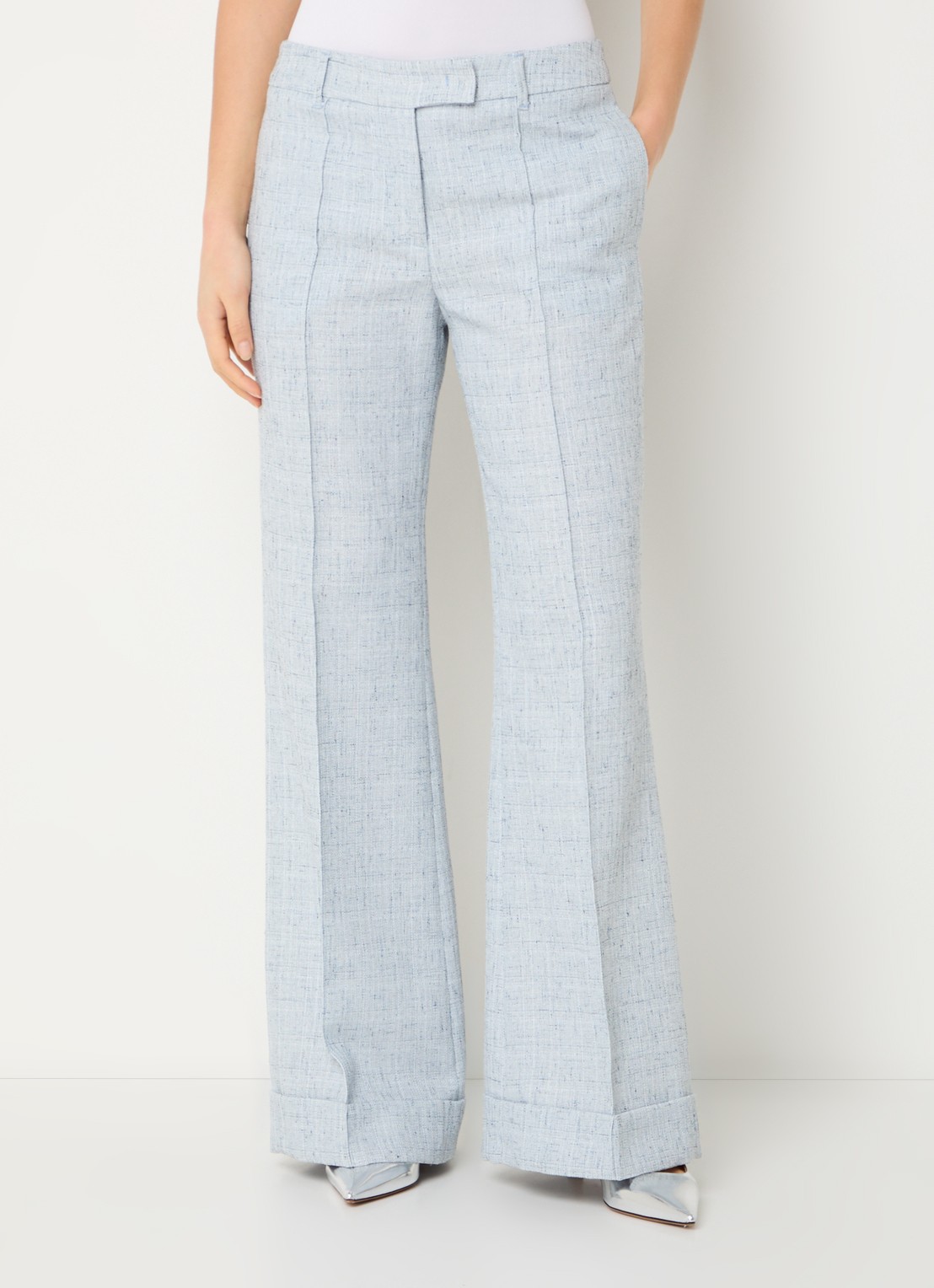 Liu Jo High waist wide fit pantalon met gemêleerd dessin - detail 2 lichtblauw