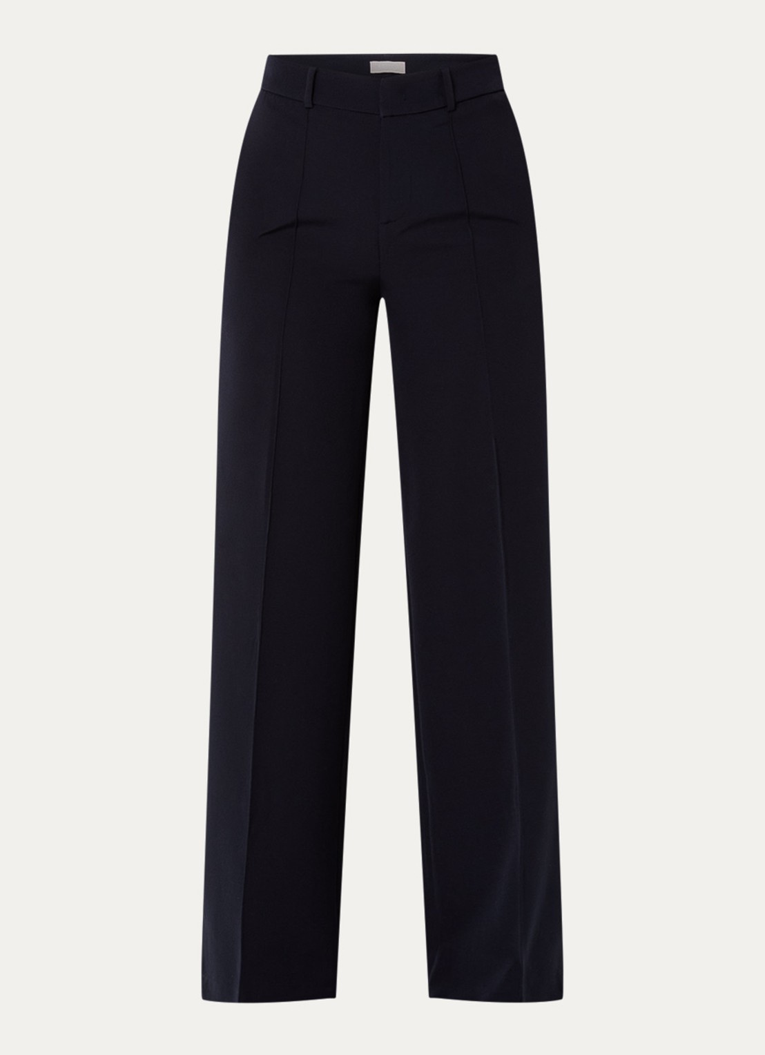 Liu Jo High waist wide fit pantalon met persplooi en steekzakken - voorkant donkerblauw