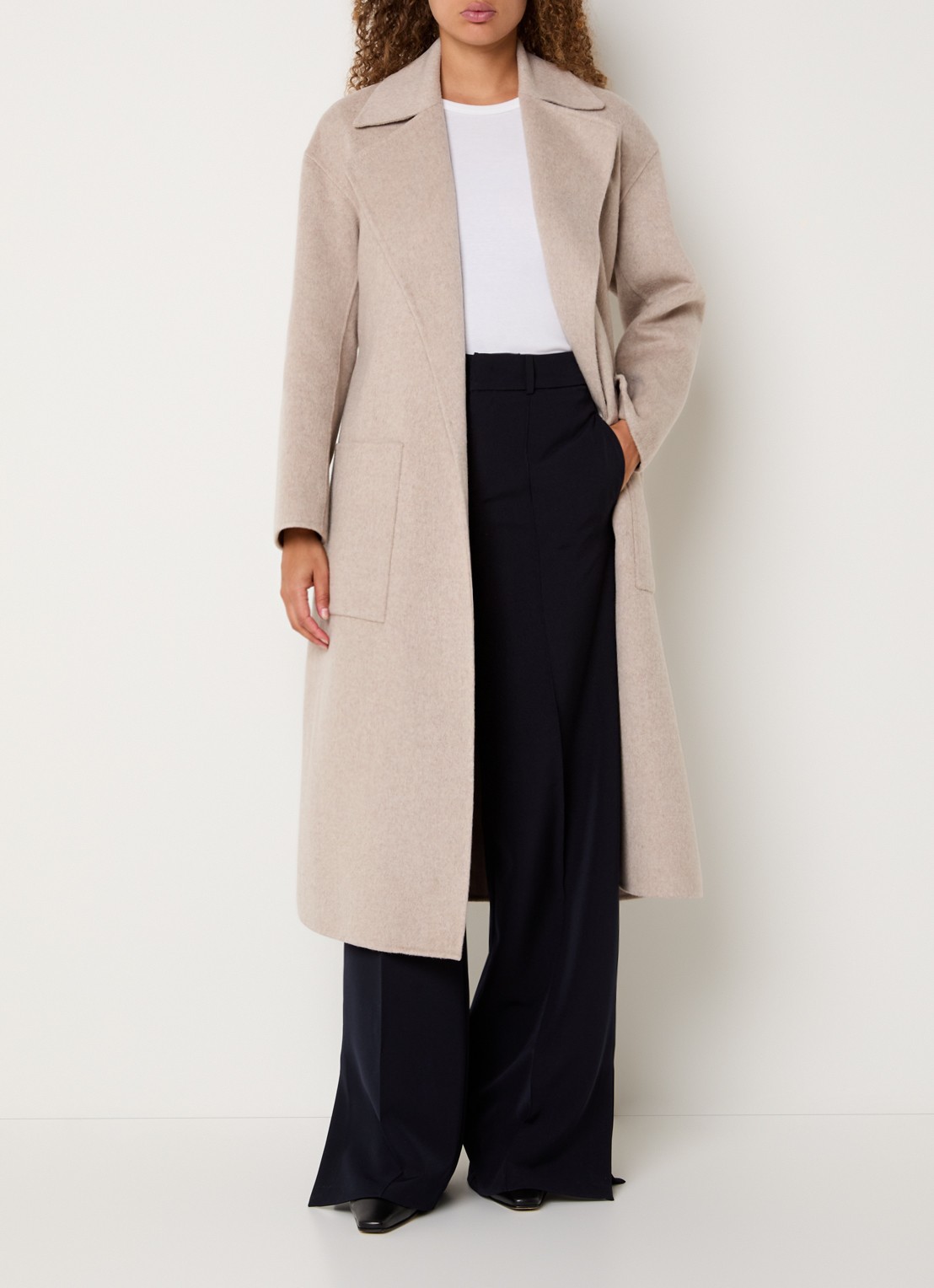Liu Jo High waist wide fit pantalon met persplooi en steekzakken - voorkant 2 donkerblauw