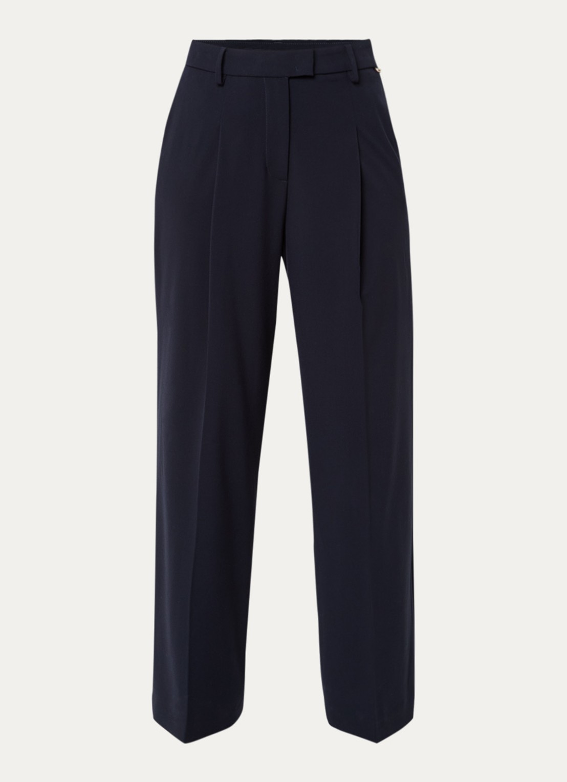 Liu Jo High waist wide fit pantalon met plooidetail - voorkant 2 donkerblauw