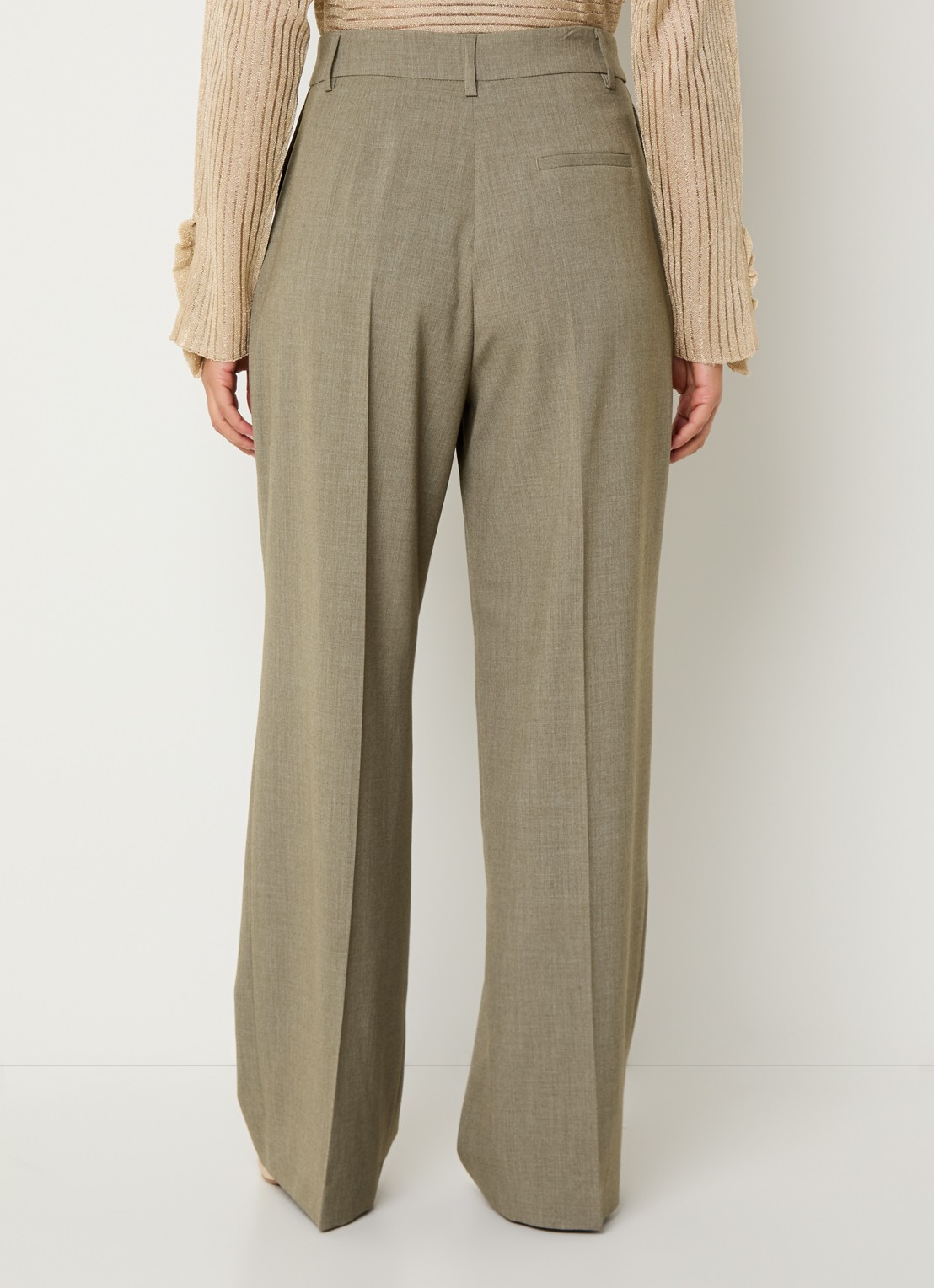 Liu Jo High waist wide fit pantalon met plooidetail - achterkant 2 groen