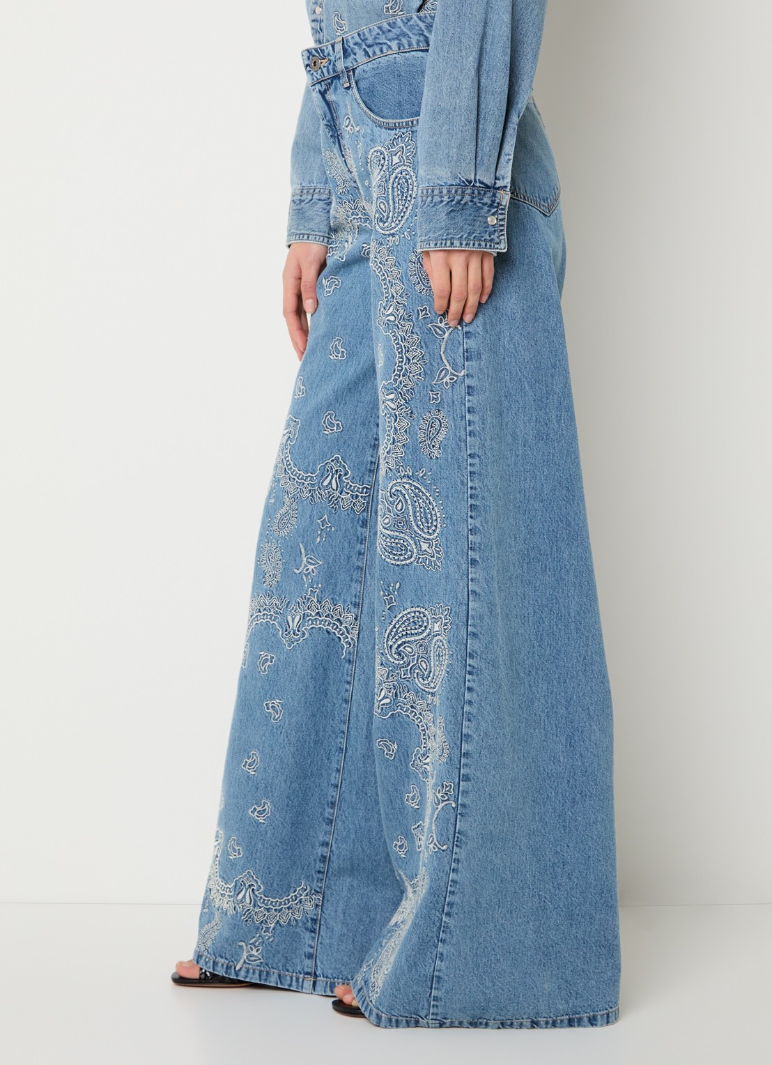 Liu Jo High waist wide leg jeans met borduring - detail 3 indigo
