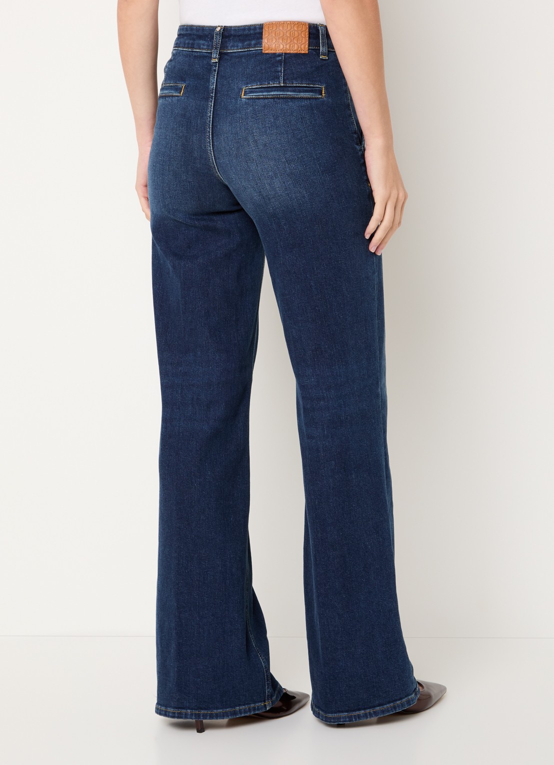Liu Jo High waist wide leg jeans met donkere wassing - achterkant indigo