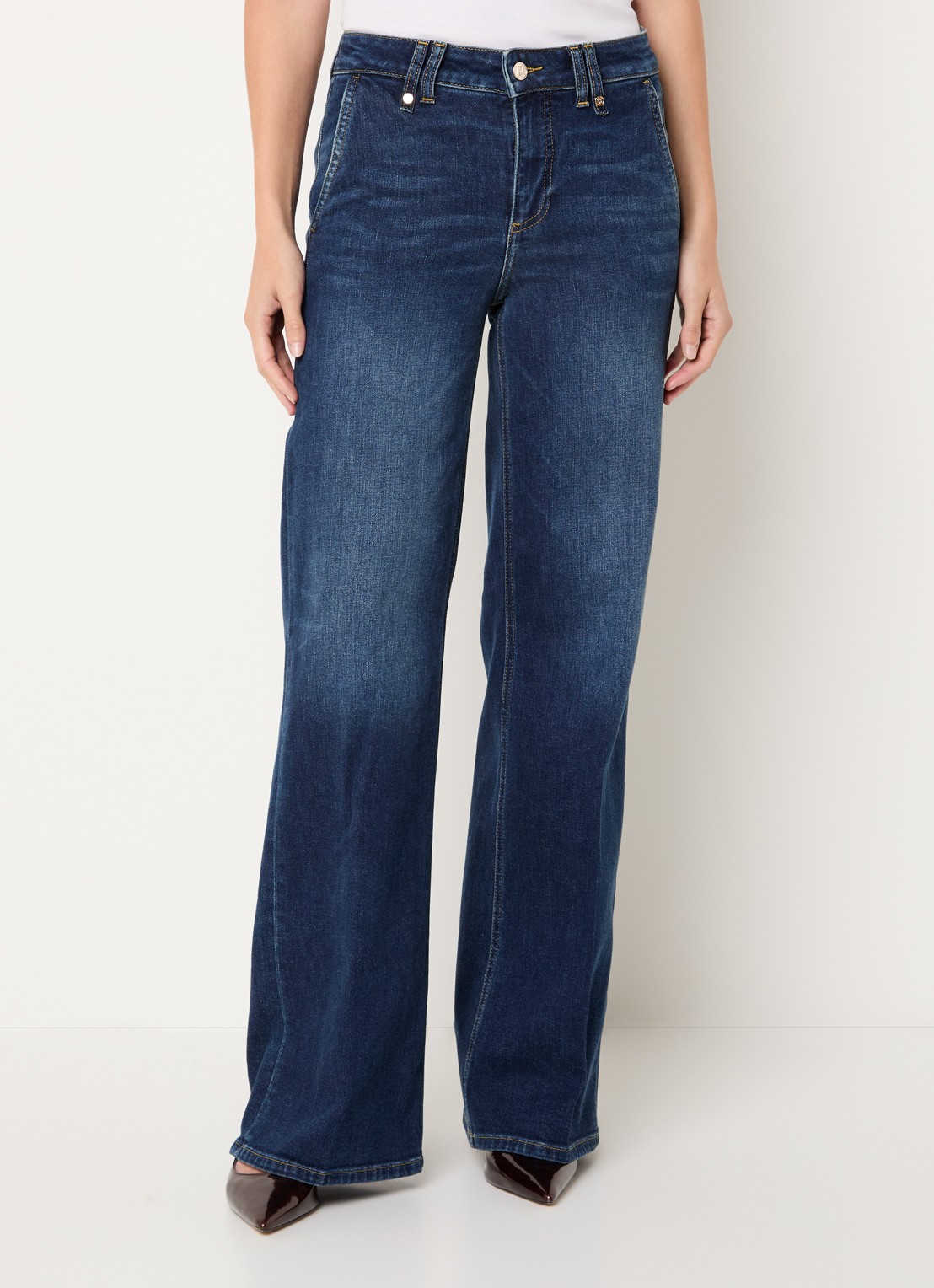Liu Jo High waist wide leg jeans met donkere wassing - detail 4 indigo