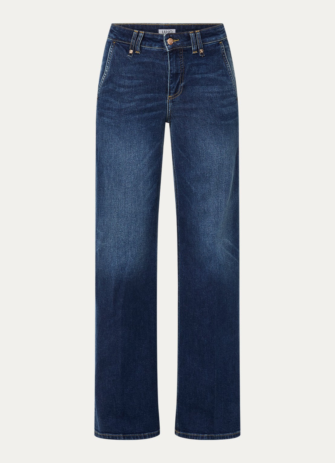 Liu Jo High waist wide leg jeans met donkere wassing - voorkant 2 indigo