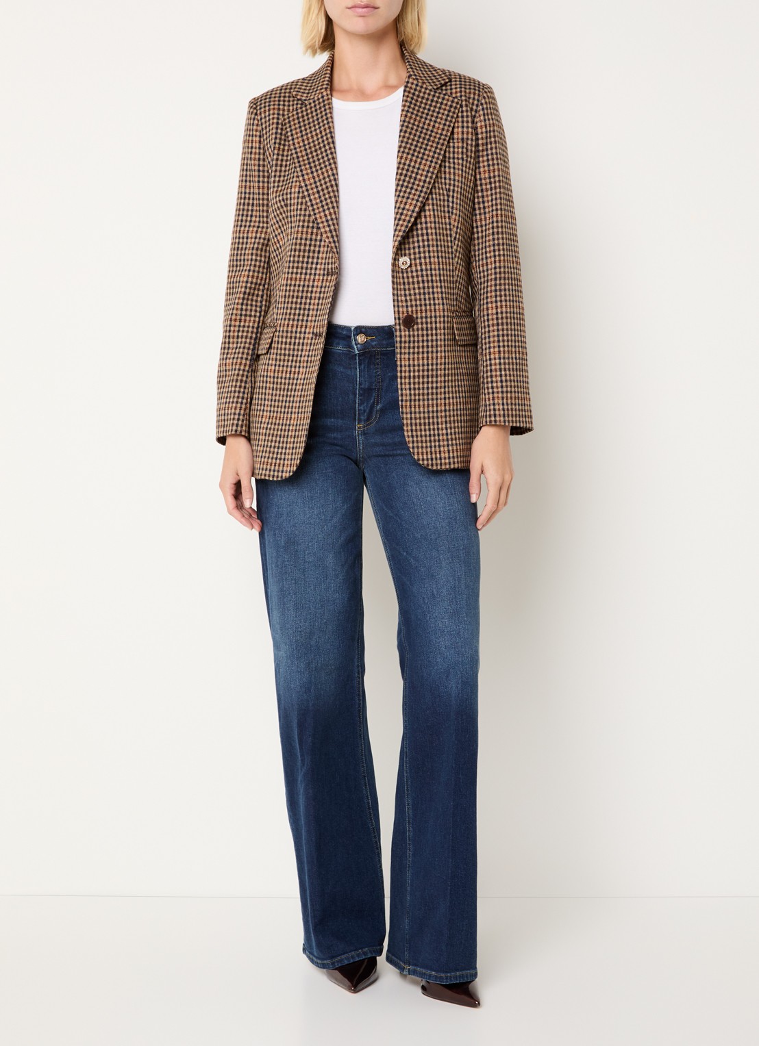 Liu Jo High waist wide leg jeans met donkere wassing - voorkant 3 indigo