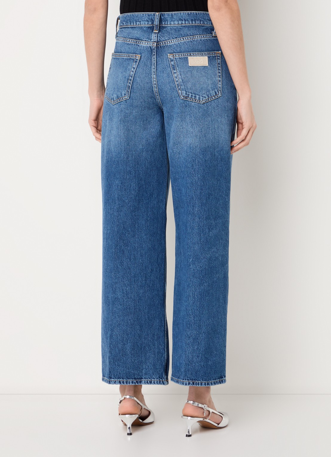 Liu Jo High waist wide leg jeans met medium wassing  - achterkant indigo