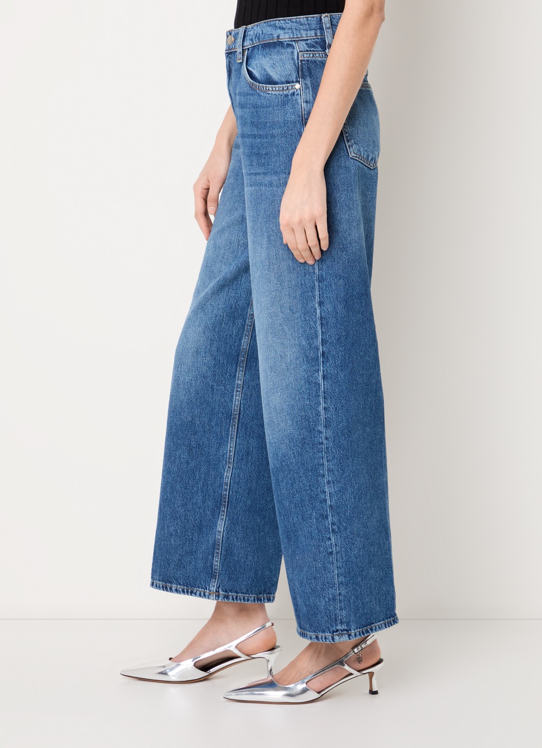 Liu Jo High waist wide leg jeans met medium wassing  - detail 3 indigo