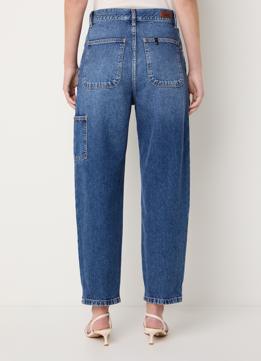 Liu Jo High waist wide leg jeans met strass - achterkant blauw