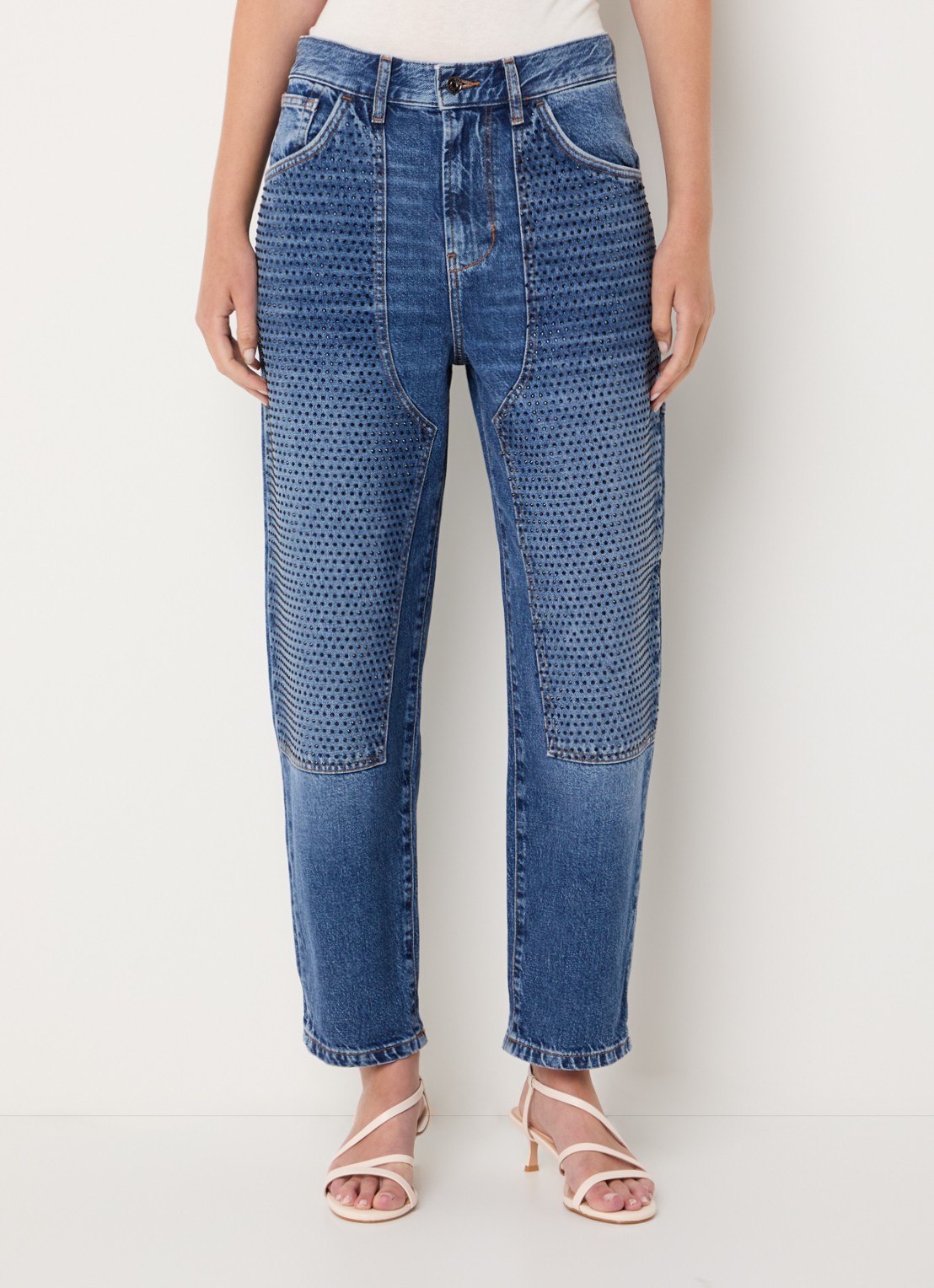 Liu Jo High waist wide leg jeans met strass - detail 2 blauw