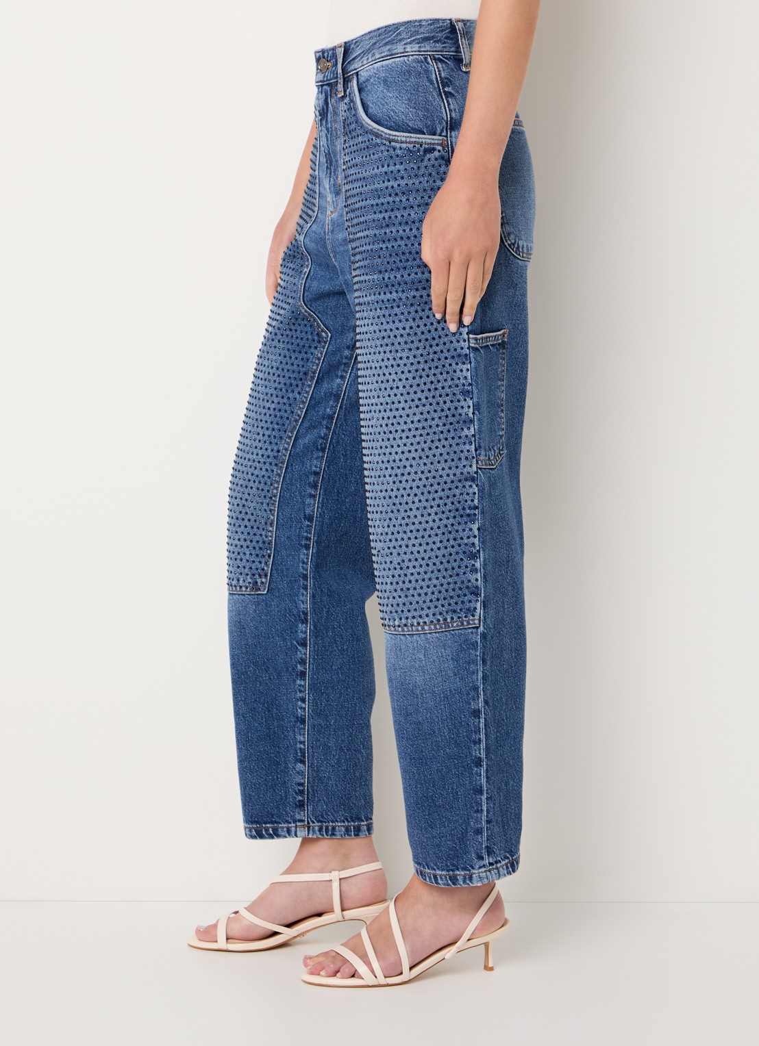 Liu Jo High waist wide leg jeans met strass - detail 3 blauw