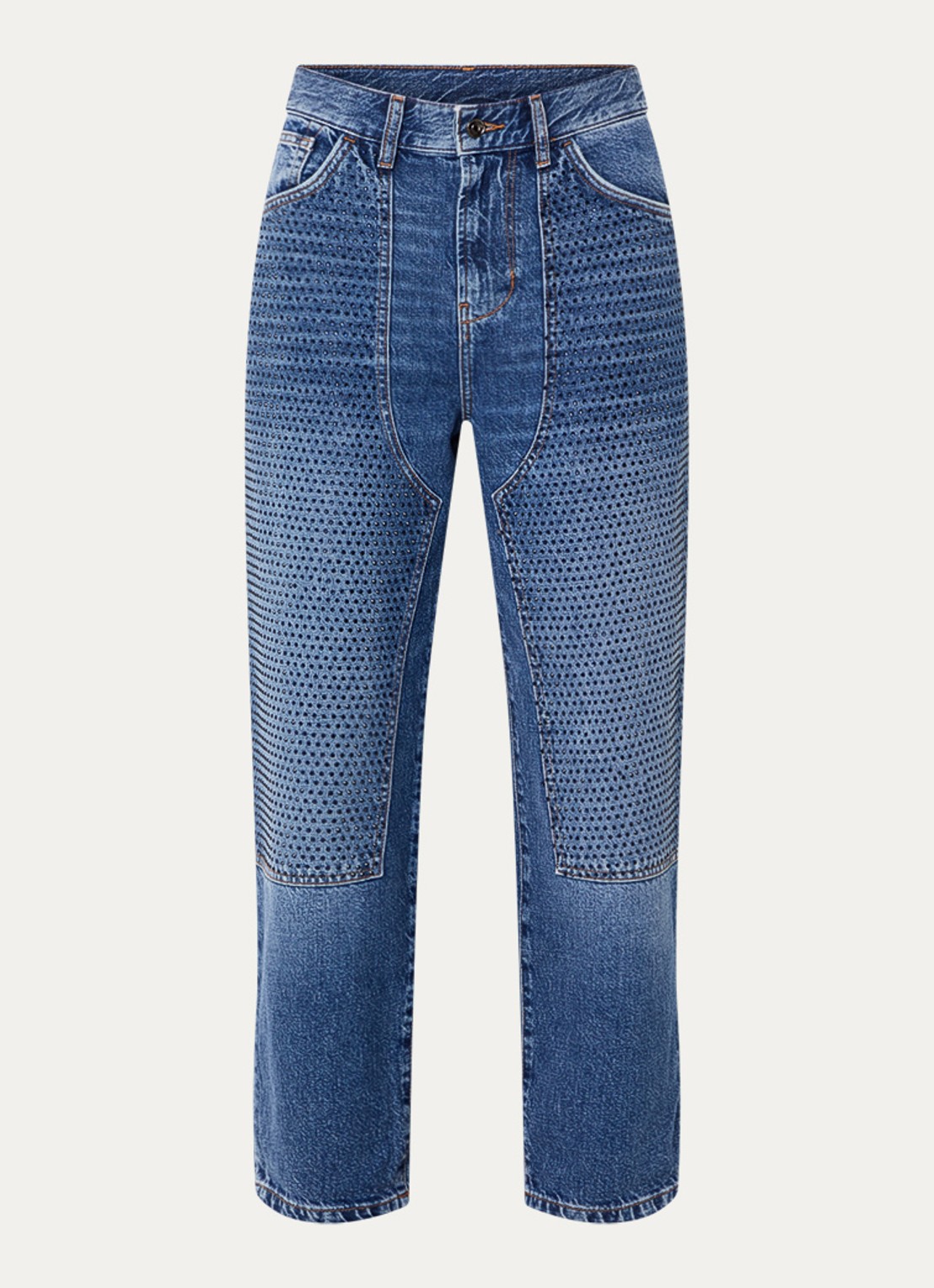Liu Jo High waist wide leg jeans met strass - voorkant 4 blauw