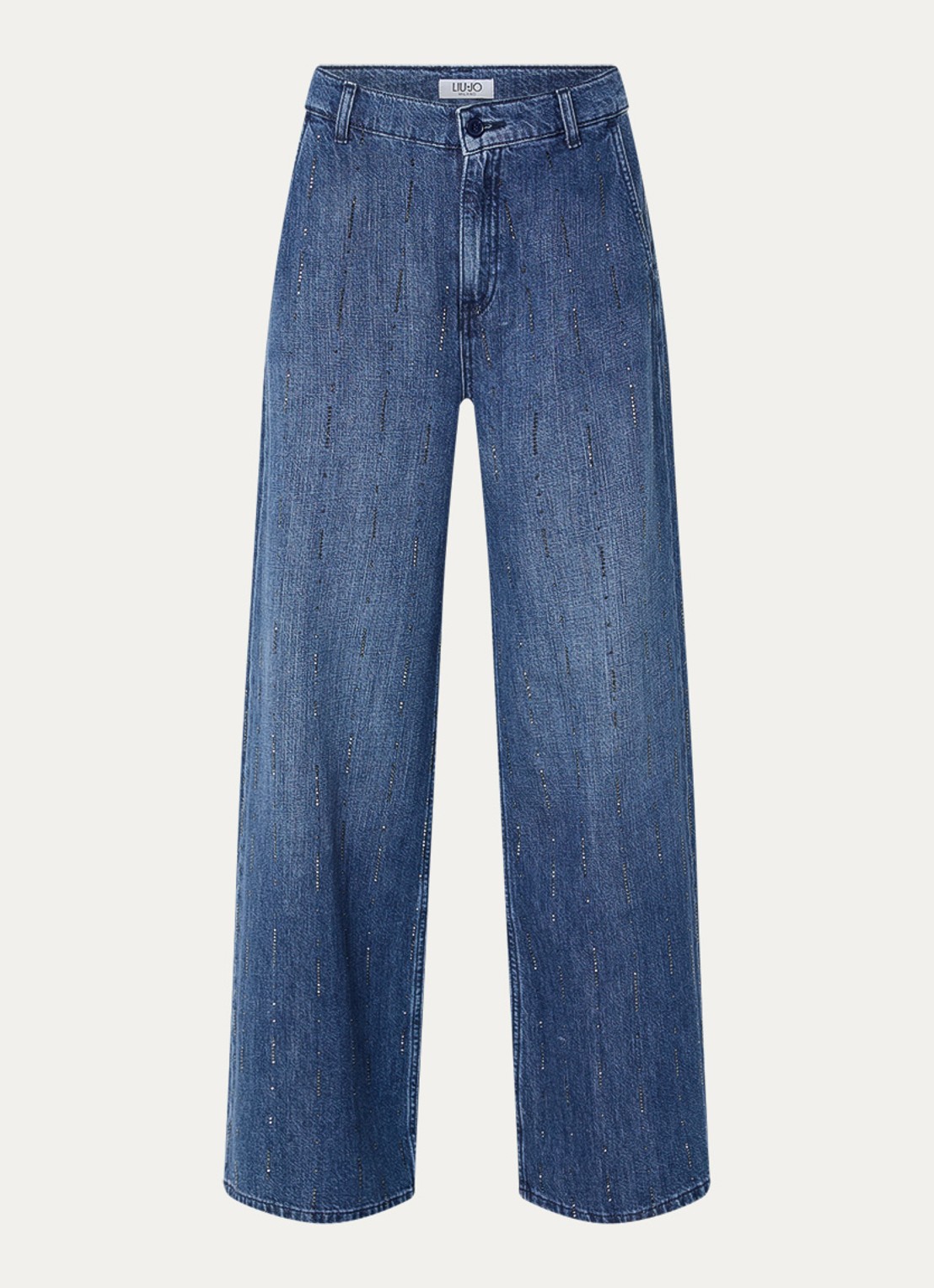 Liu Jo High waist wide leg jeans met strass - voorkant 2 indigo