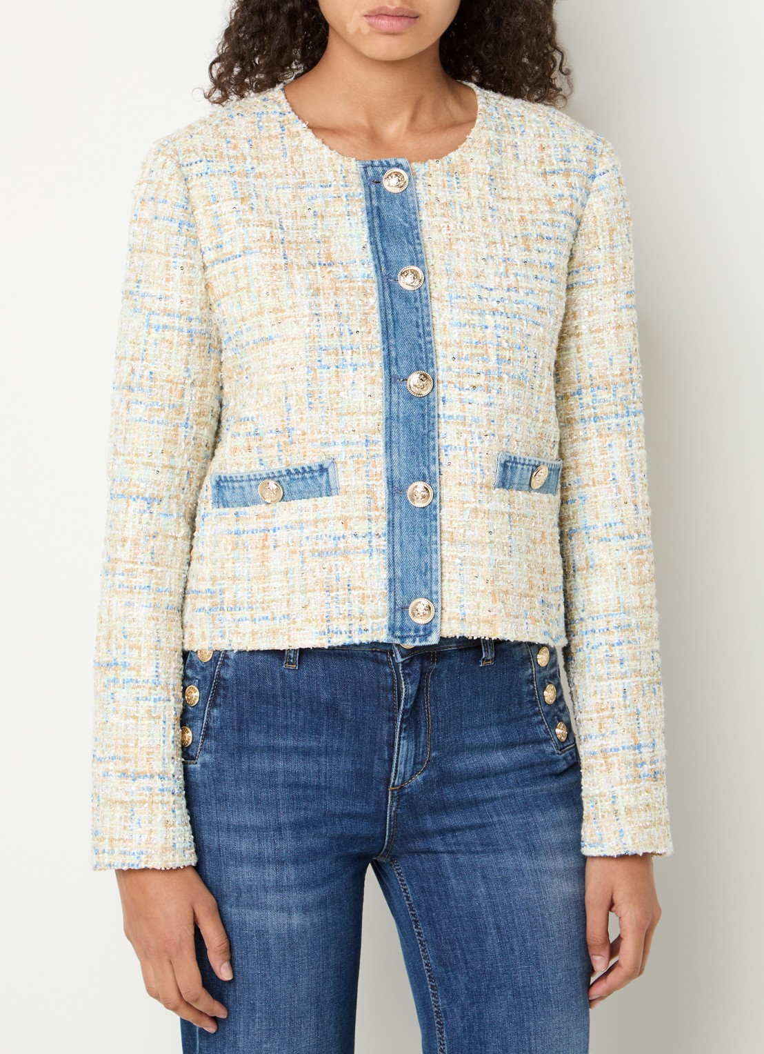 Liu Jo Jack met tweed-look en sierknopen - detail 4 creme