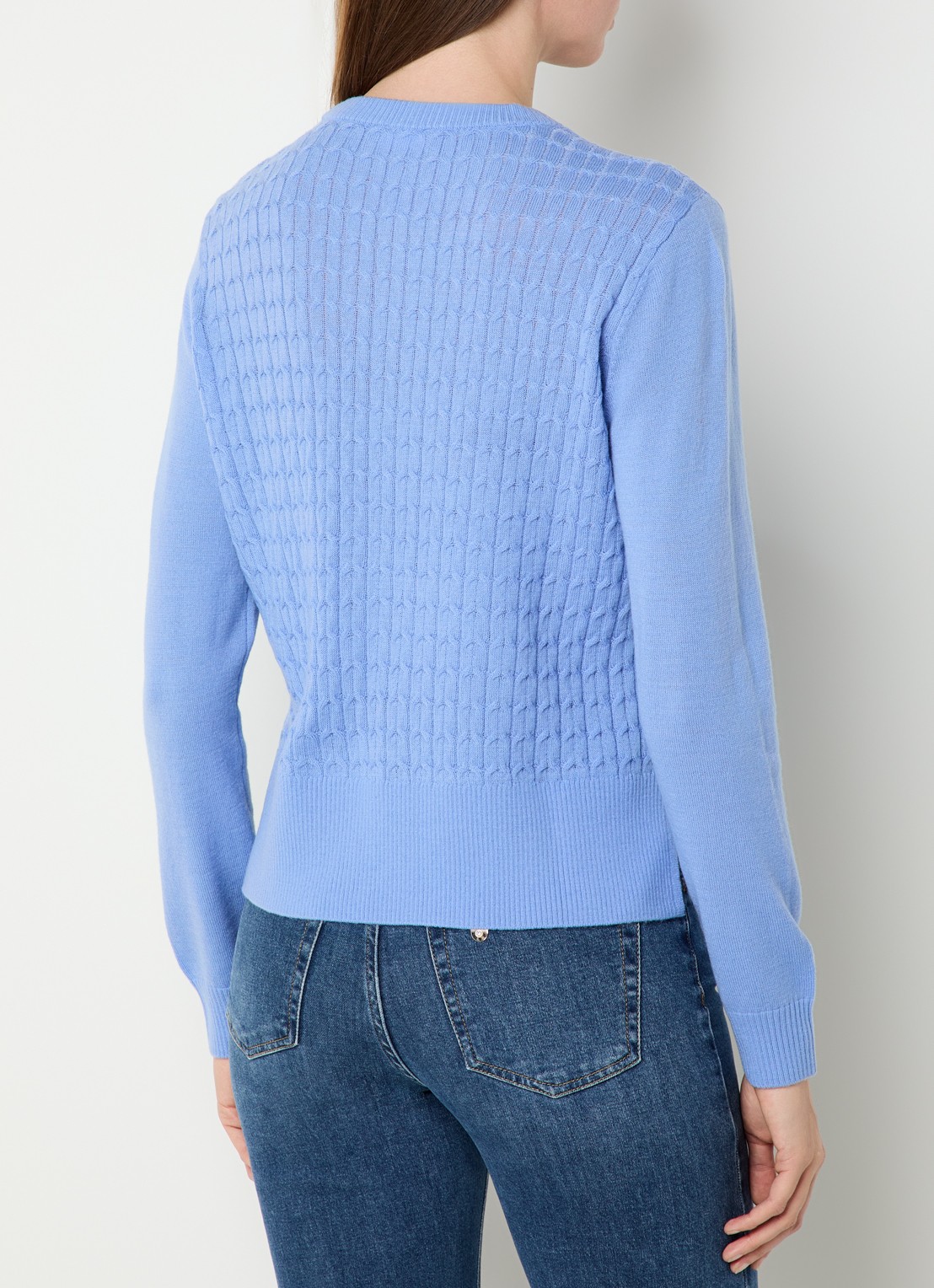 Liu Jo Kabelgebreide pullover in wolblend - achterkant blauw