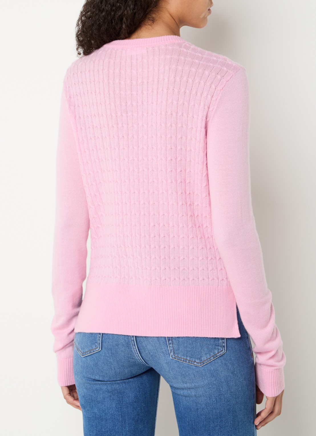 Liu Jo Kabelgebreide pullover in wolblend - achterkant 4 lichtroze