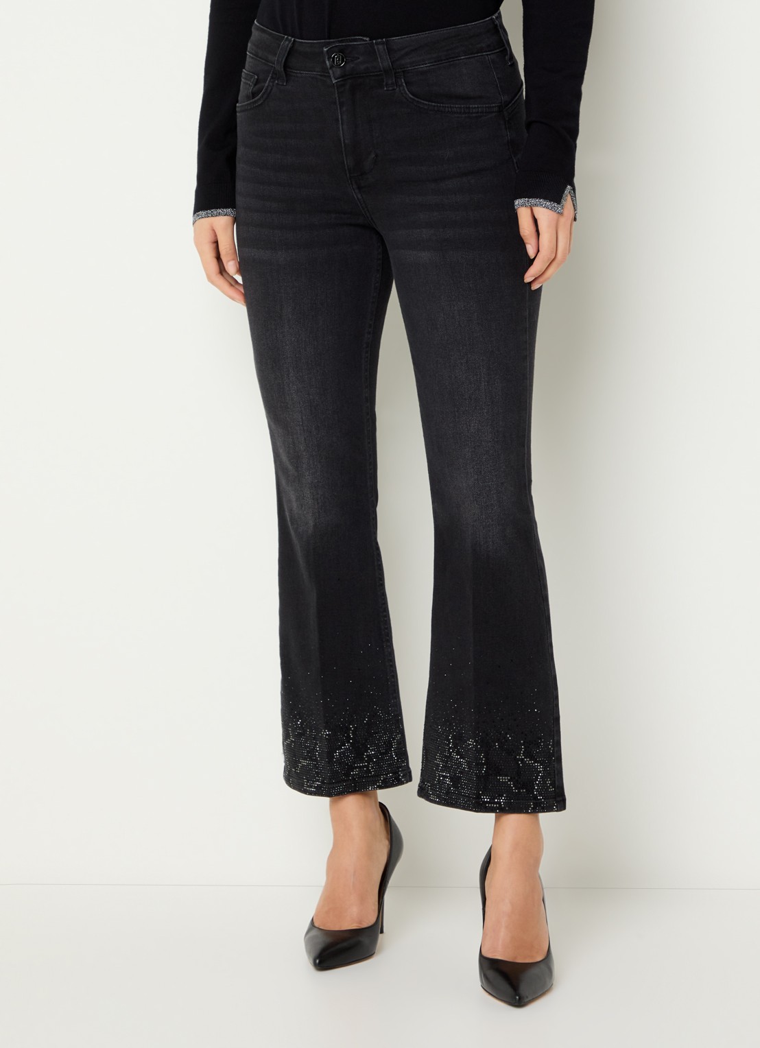 Liu Jo Low waist flared fit jeans met gekleurde wassing - detail 2 zwart