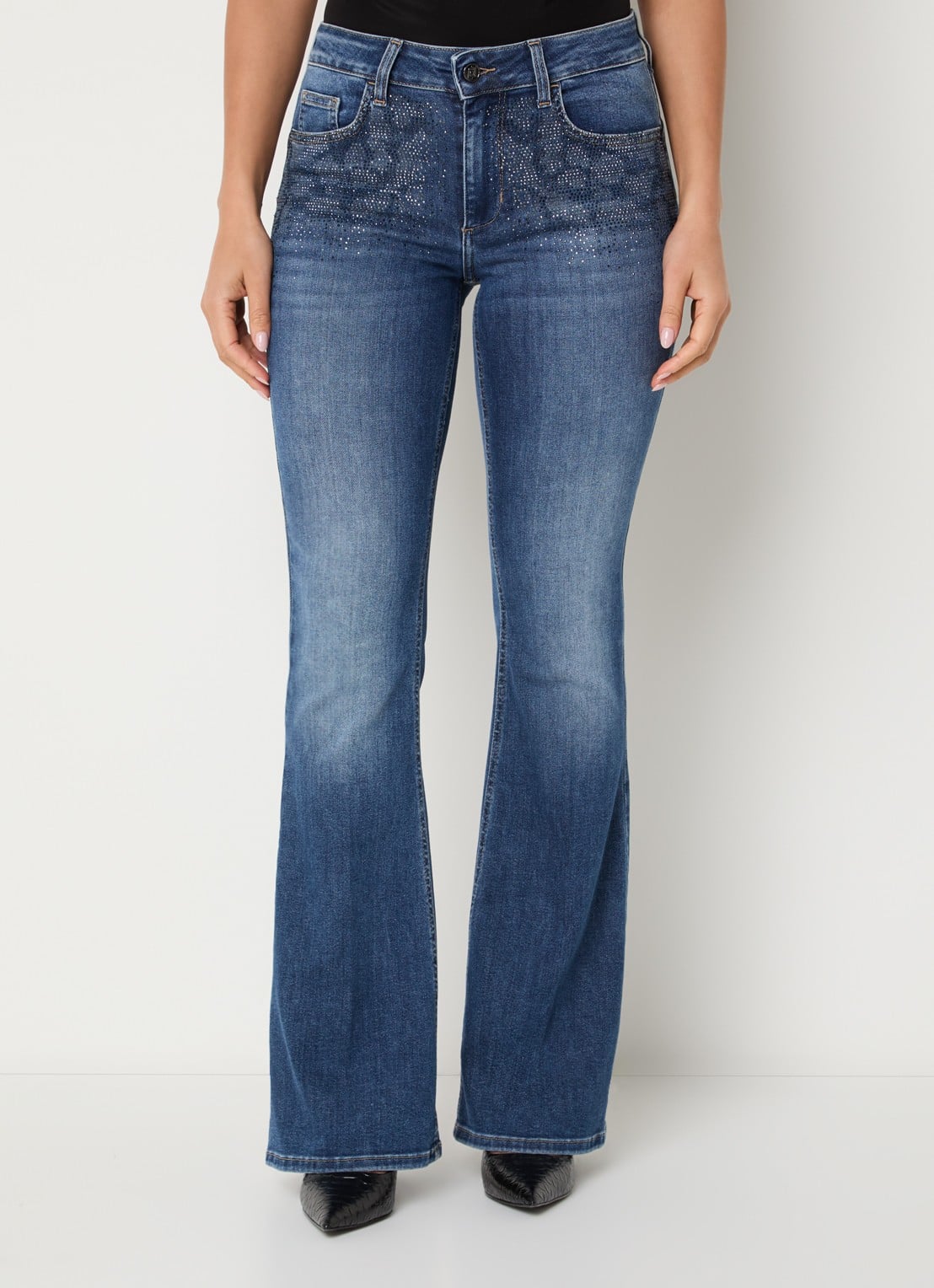 Liu Jo Low waist flared jeans met medium wassing - detail 3 indigo