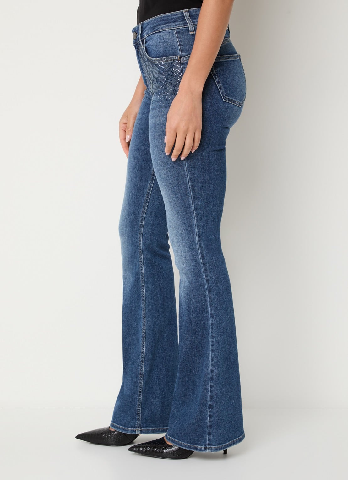 Liu Jo Low waist flared jeans met medium wassing - detail 4 indigo