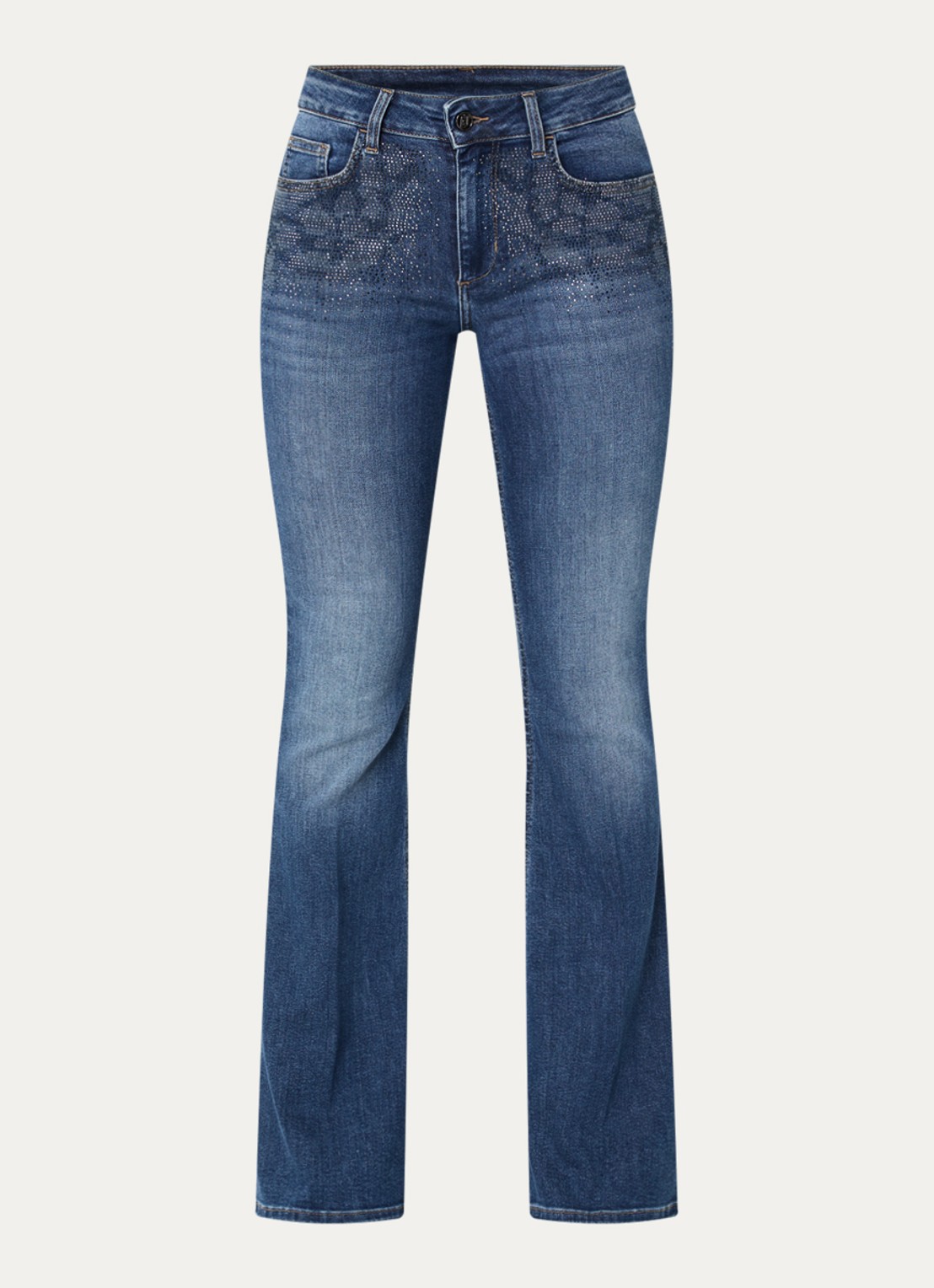 Liu Jo Low waist flared jeans met medium wassing - voorkant indigo