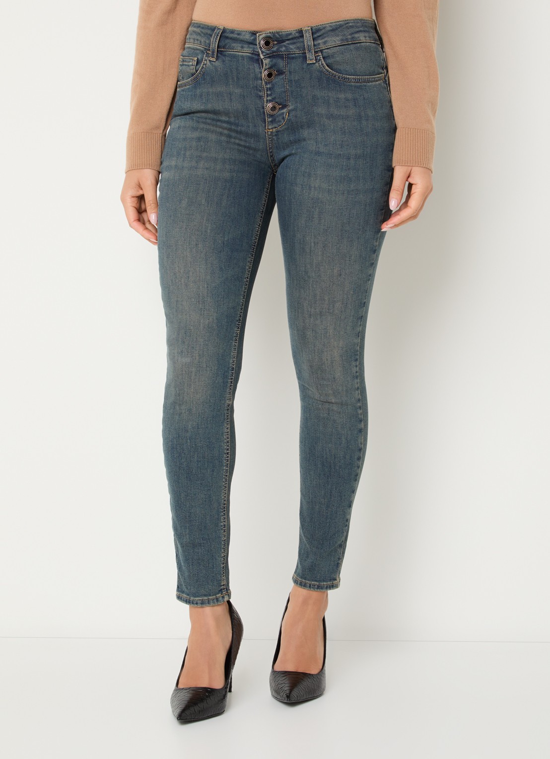 Liu Jo Low waist skinny fit jeans met gekleurde wassing - detail indigo