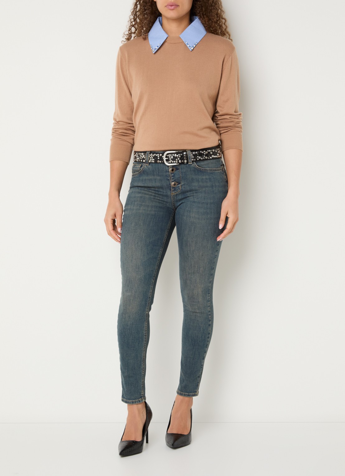 Liu Jo Low waist skinny fit jeans met gekleurde wassing - voorkant 5 indigo