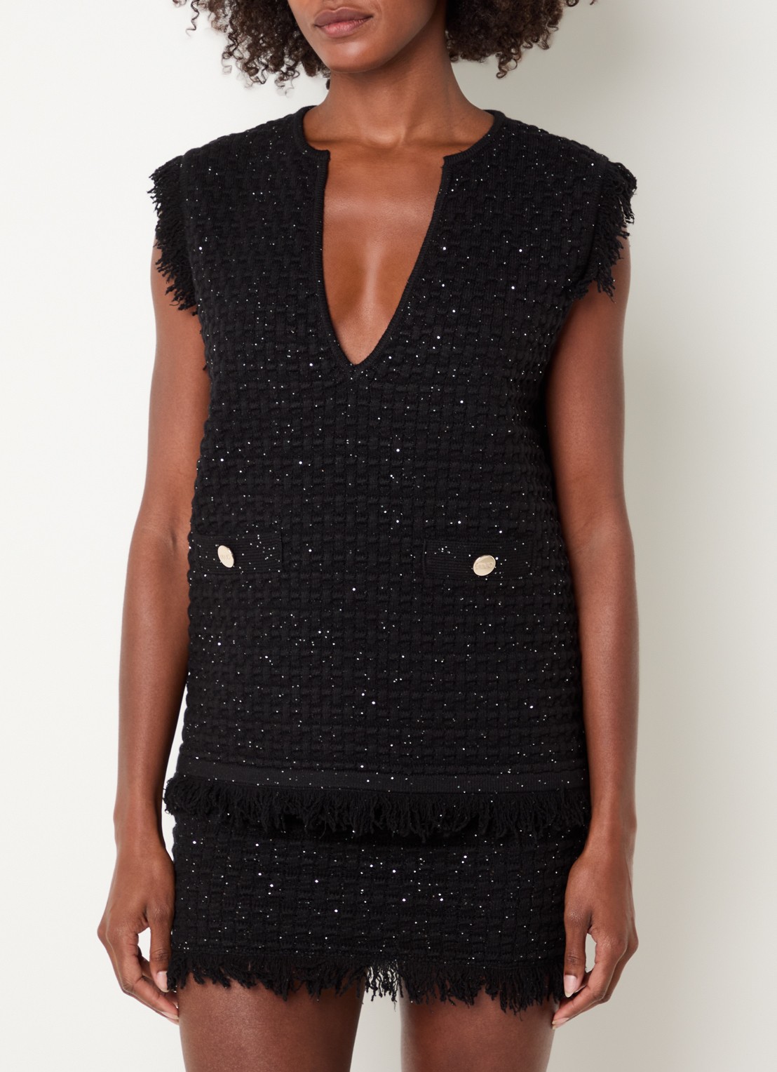 Liu Jo Maglia Chiusa mini jurk met structuur en pailletten - detail zwart