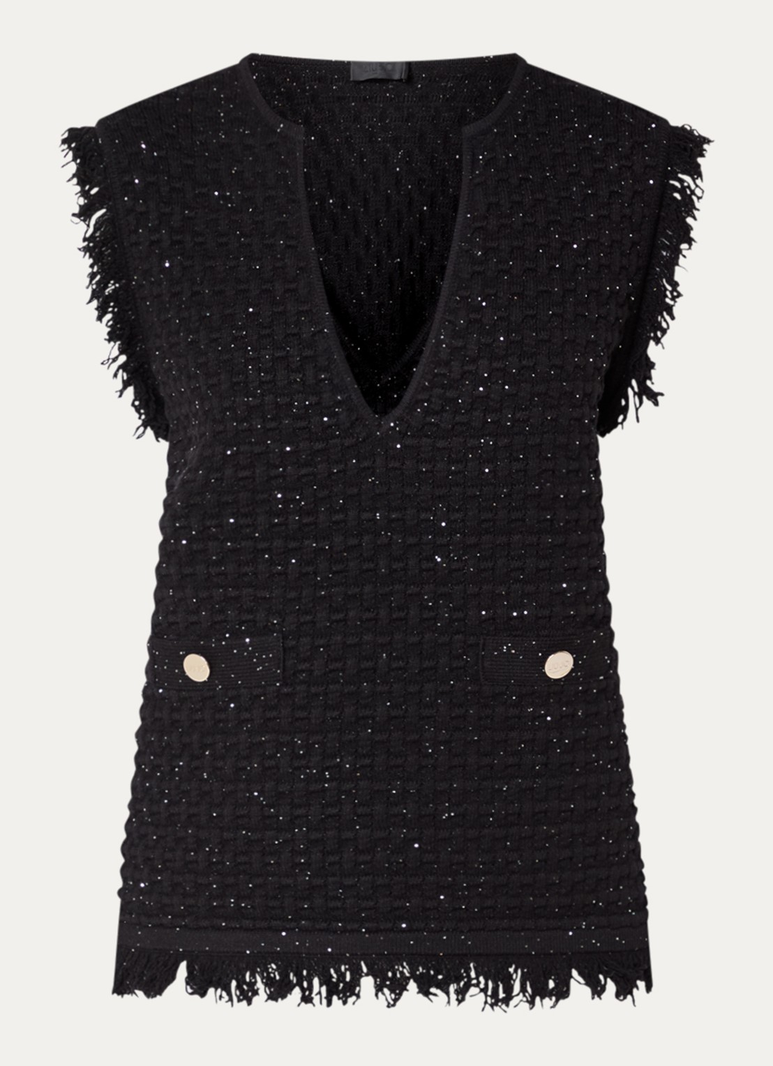 Liu Jo Maglia Chiusa mini jurk met structuur en pailletten - voorkant 3 zwart