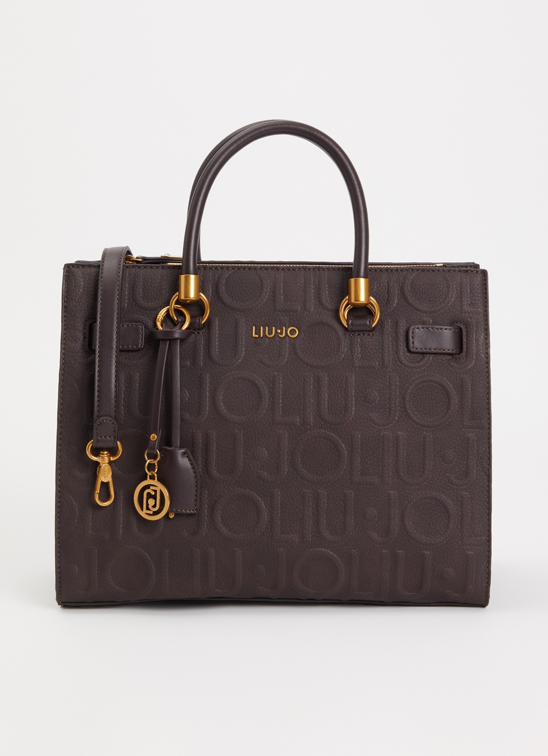 Liu Jo Manhattan crossbodytas met logoprint en tasbedel  - voorkant 5 donkerbruin