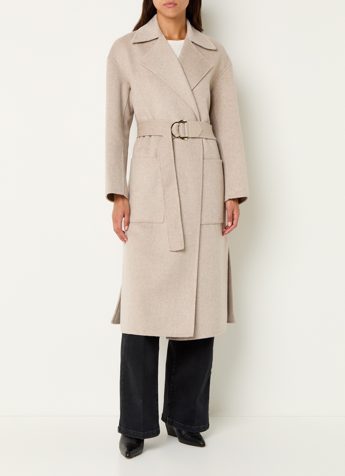Liu Jo Mantel in wolblend met ceintuur - detail 2 beige