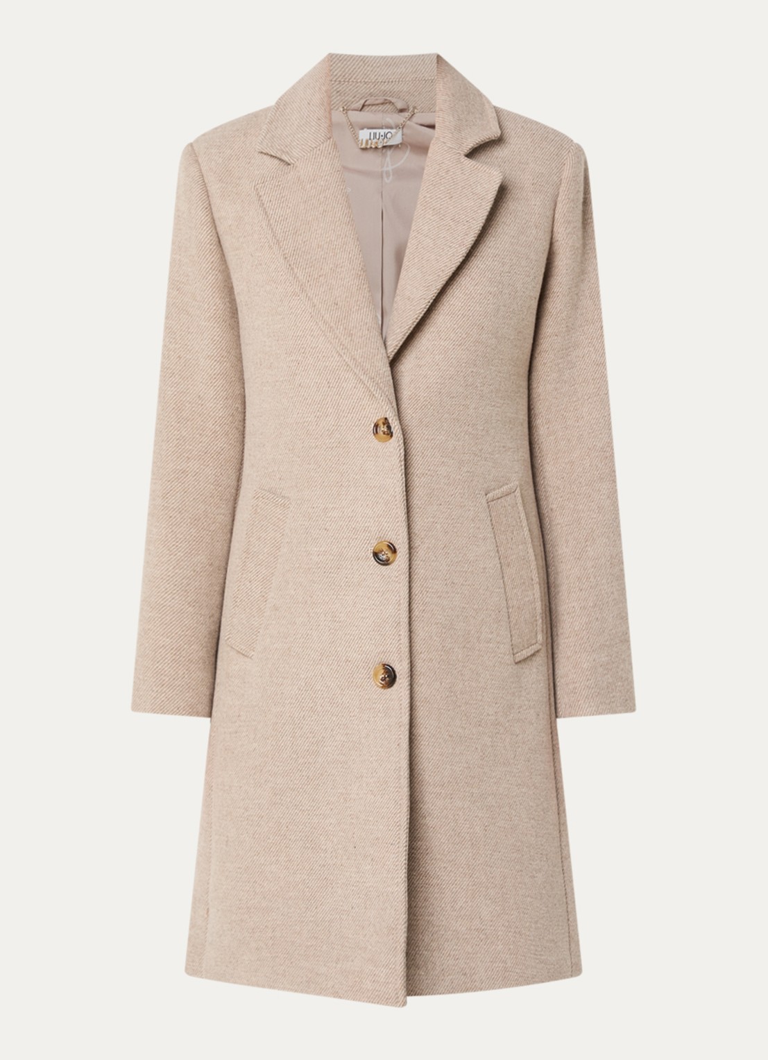 Liu Jo Mantel in wolblend met steekzakken - voorkant 3 beige