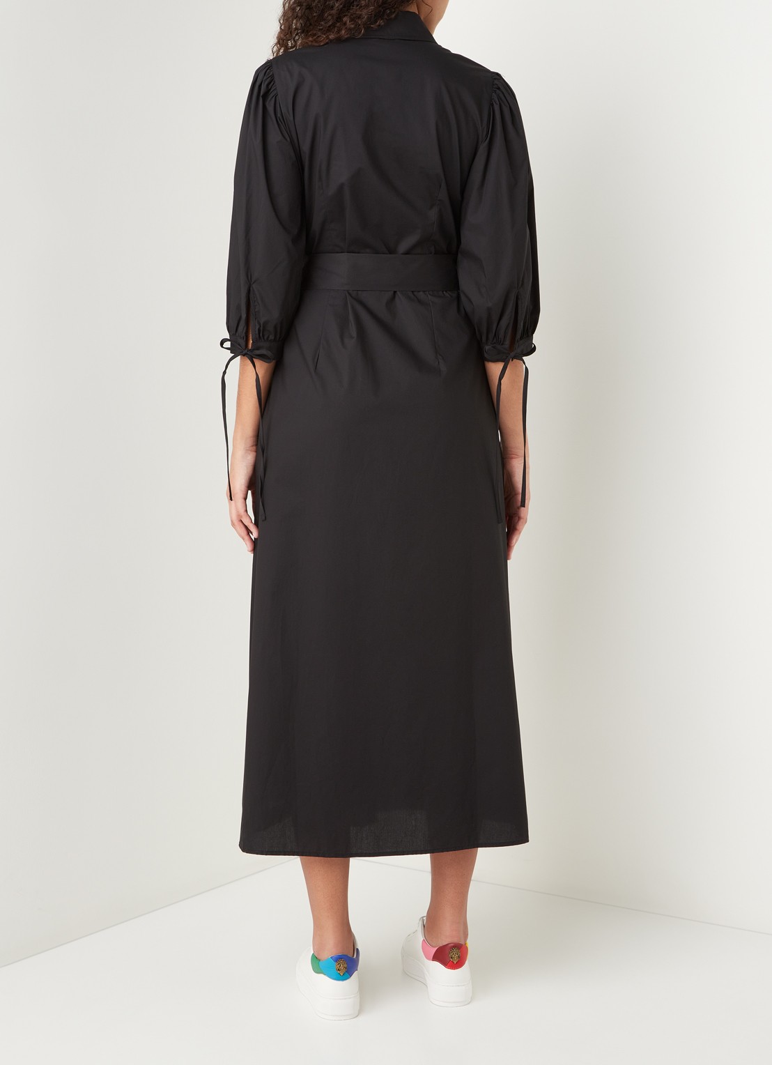 Liu Jo Maxi blousejurk met pofmouw en strikceintuur - achterkant zwart