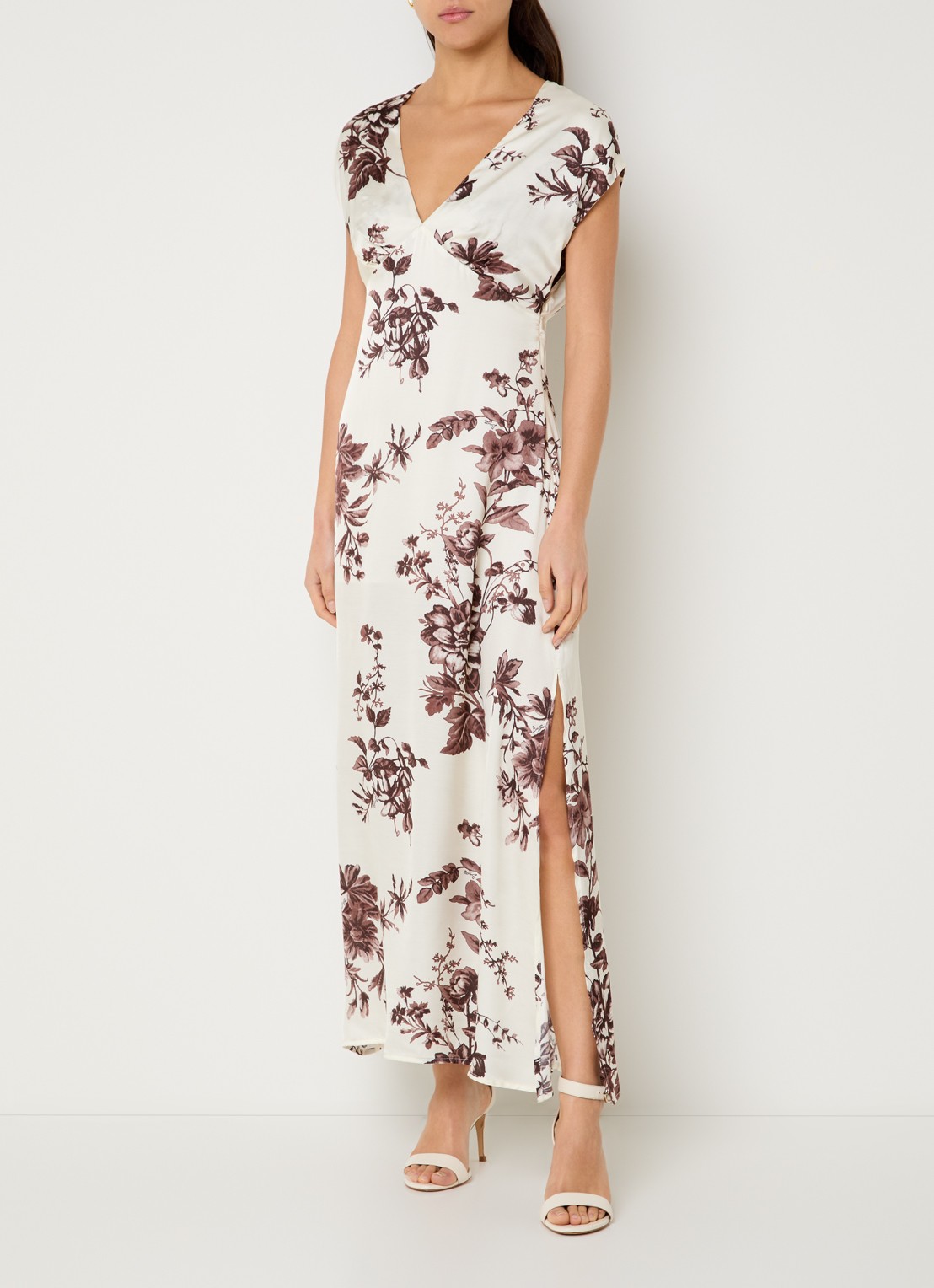Liu Jo Maxi jurk met bloemenprint - detail creme