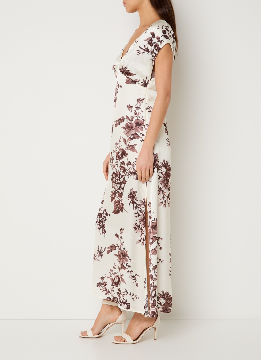 Liu Jo Maxi jurk met bloemenprint - voorkant 4 creme