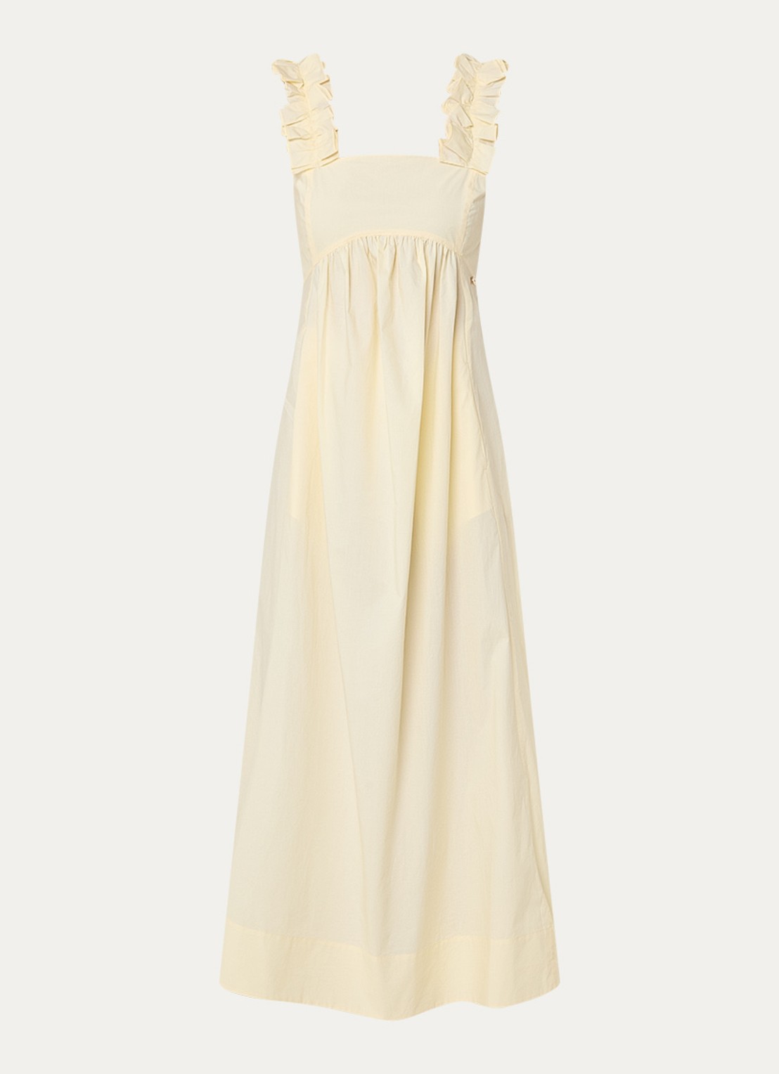 Liu Jo Maxi jurk met ruches en strikdetail - voorkant 3 lichtgeel
