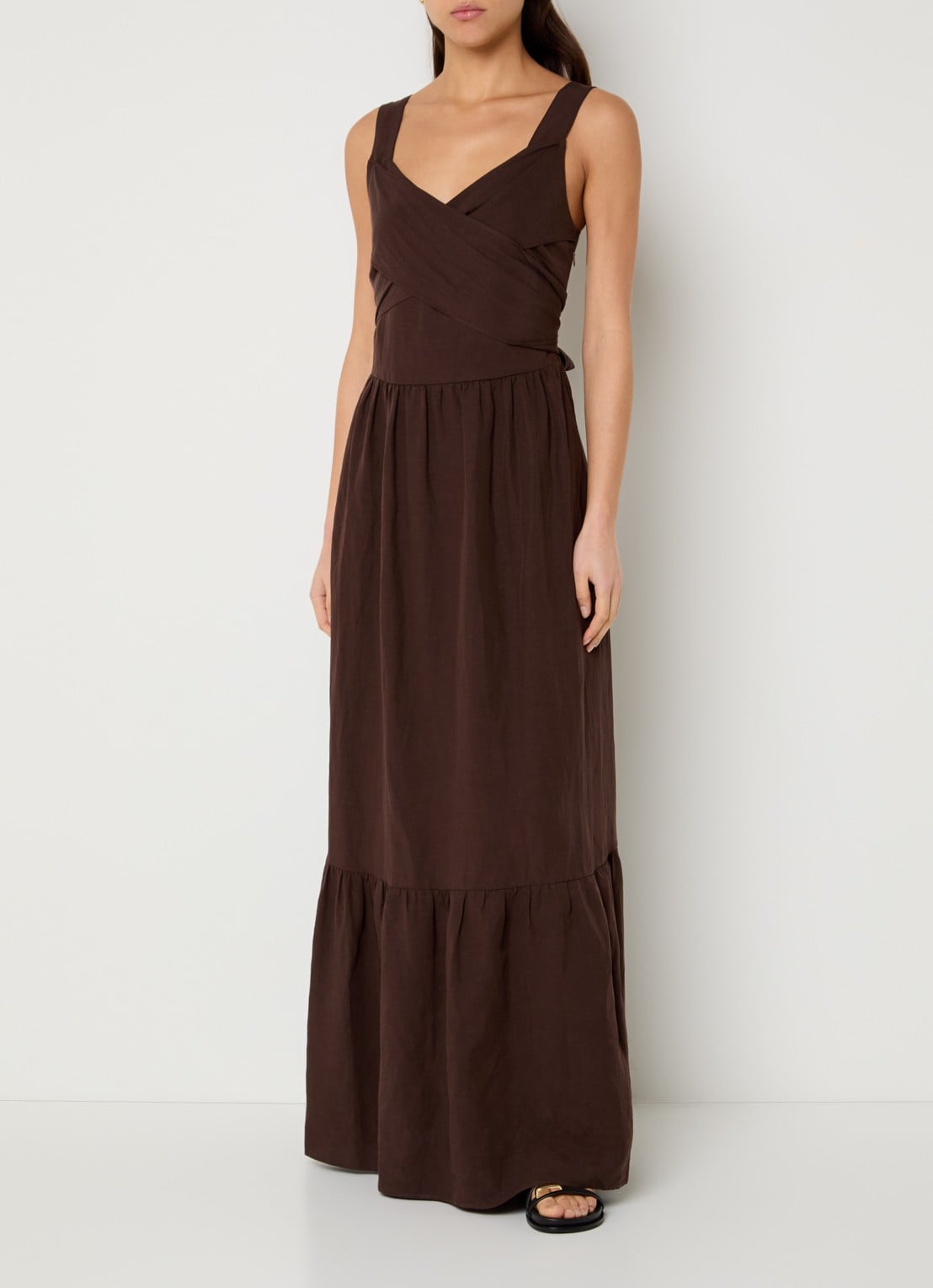 Liu Jo Maxi jurk met V-hals - detail 2 donkerbruin