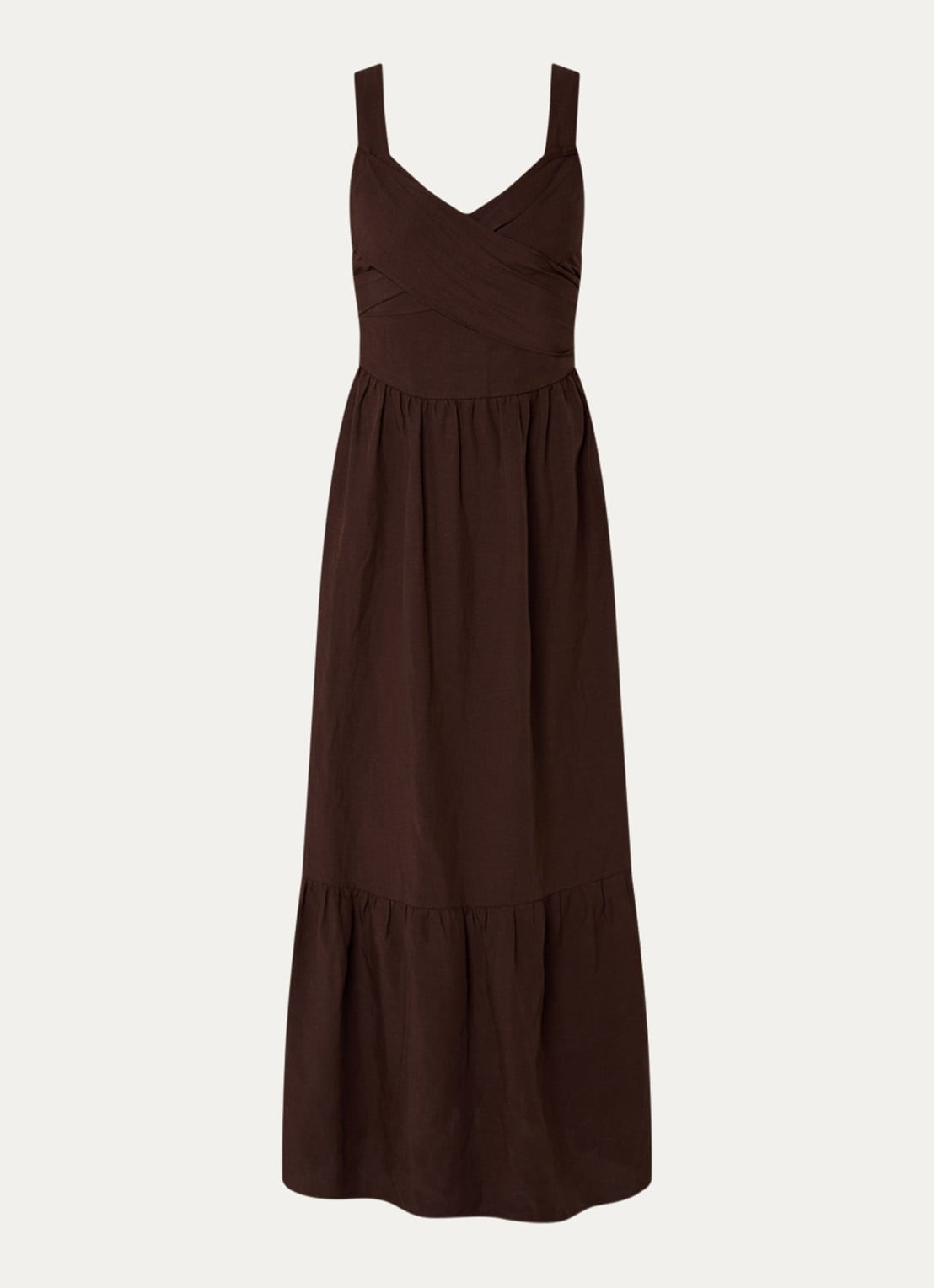 Liu Jo Maxi jurk met V-hals - voorkant 3 donkerbruin
