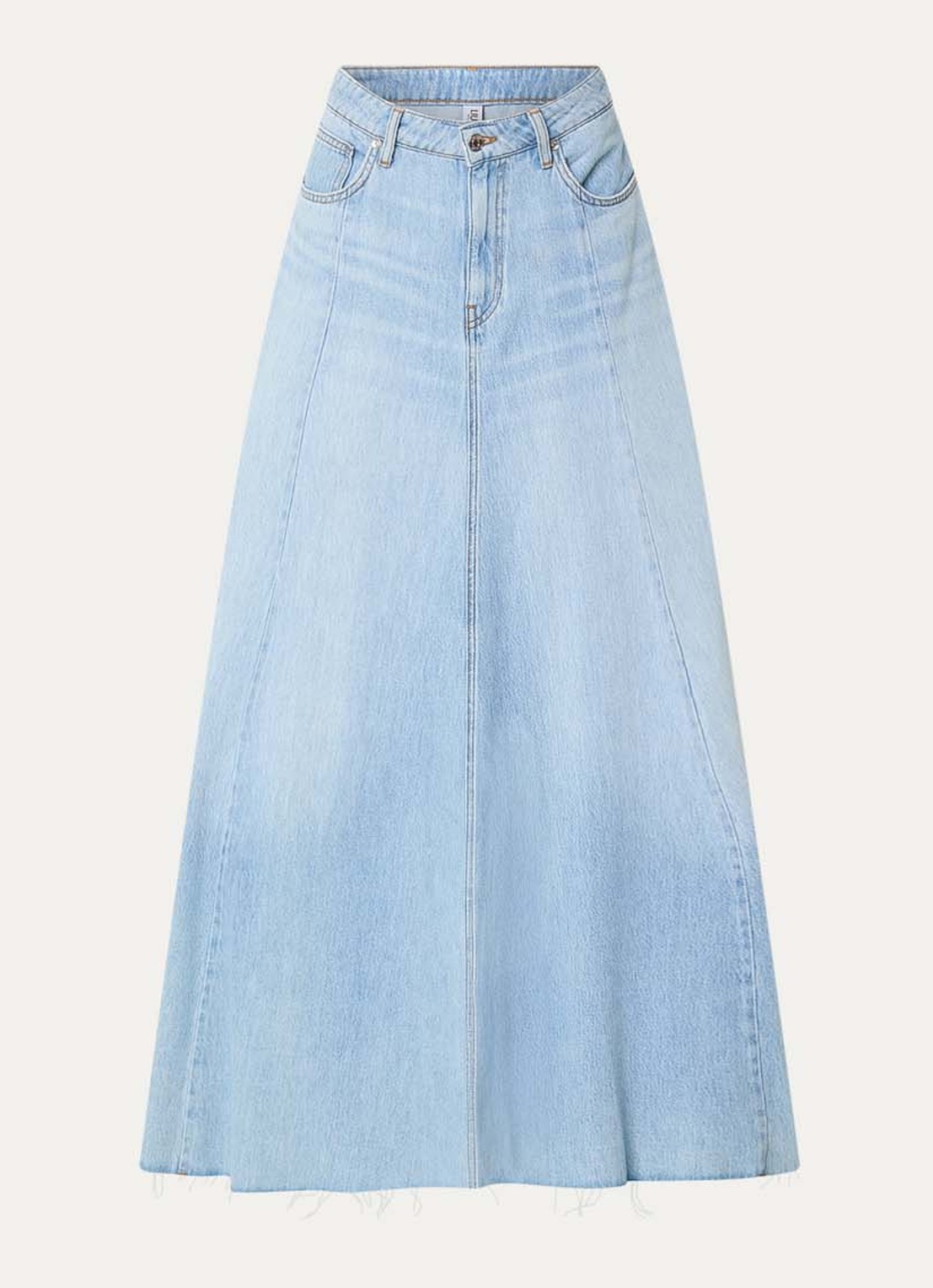 Liu Jo Maxi spijkerrok met steekzakken en gerafelde zoom - voorkant 4 indigo