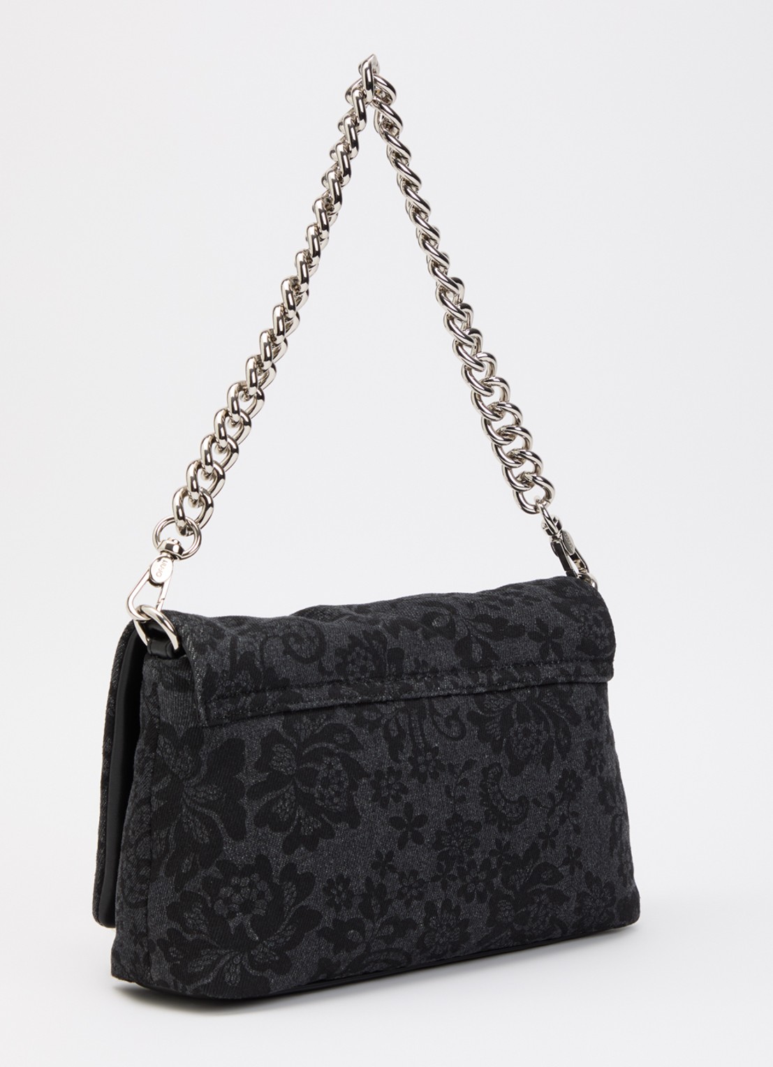 Liu Jo Medium LaPuffy crossbodytas met bloemenprint en afneembare schouderriem - achterkant zwart