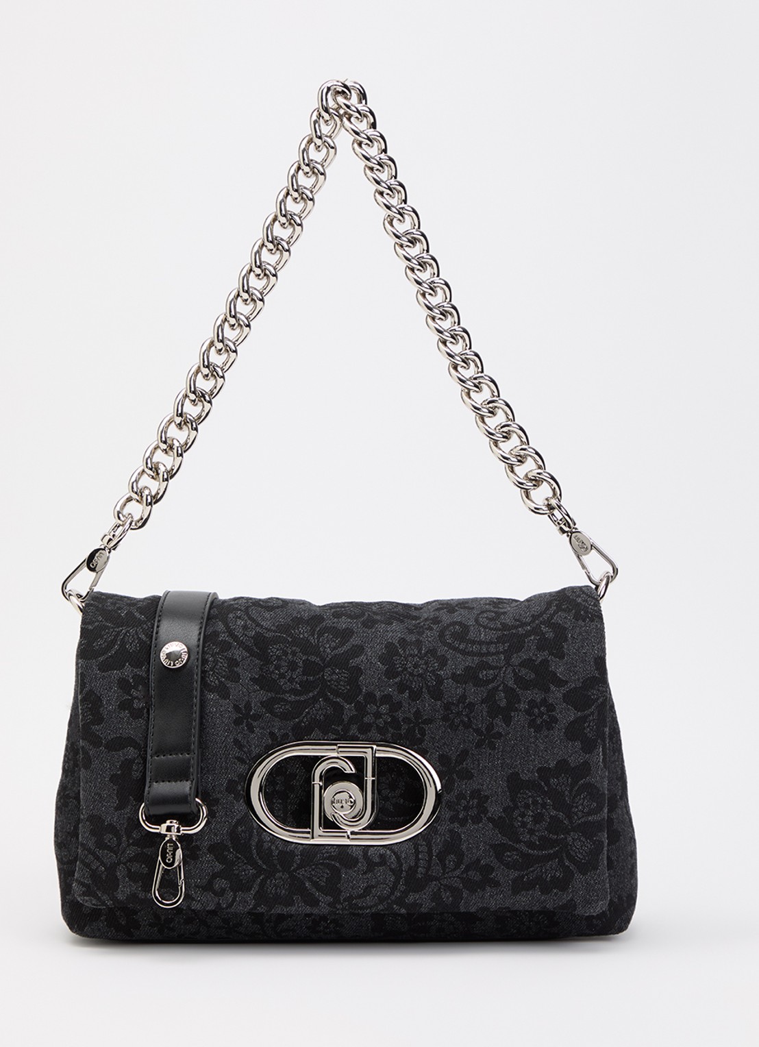 Liu Jo Medium LaPuffy crossbodytas met bloemenprint en afneembare schouderriem - voorkant 5 zwart